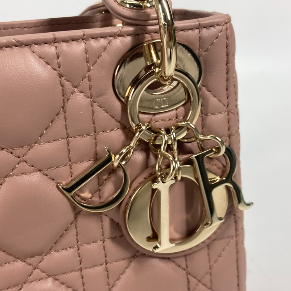 CHRISTIAN DIOR M0505ONGE_M50P Lady CHRISTIAN DIOR Cannage Chain Shoulder Bag Crossbody Bag Hand Bag Pink BeigeBased — Like New