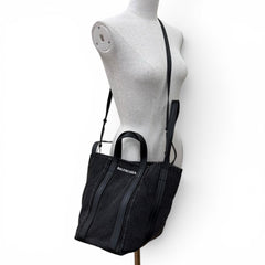 BALENCIAGA 672791 Everyday North-South Small Denim Leather 2-Way Shoulder Bag/Handbag, Black, Women's, with Dust Bag — Like New