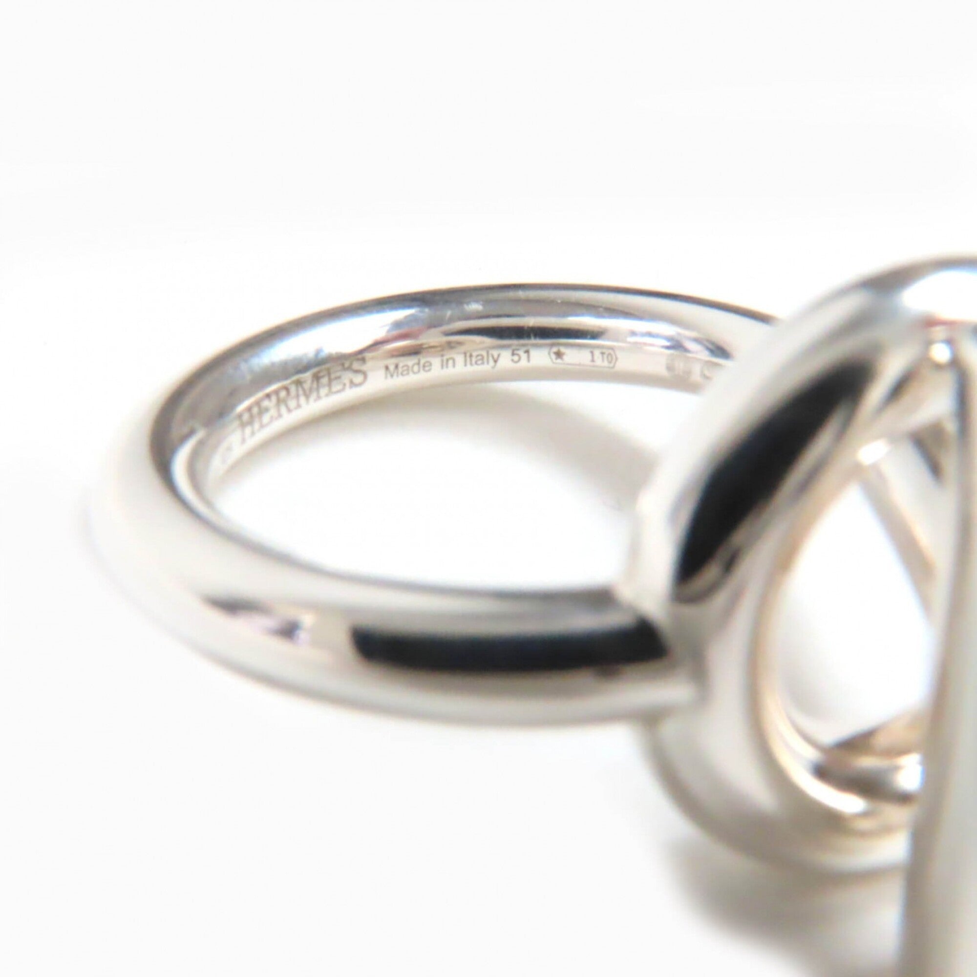 HERMES Echappé MM AG925 Ring (22BD167184), 2022 model, Silver, Size 51 (Japanese size equivalent), with box, Made in Italy, Weight: 9.9g, Women's — Like New