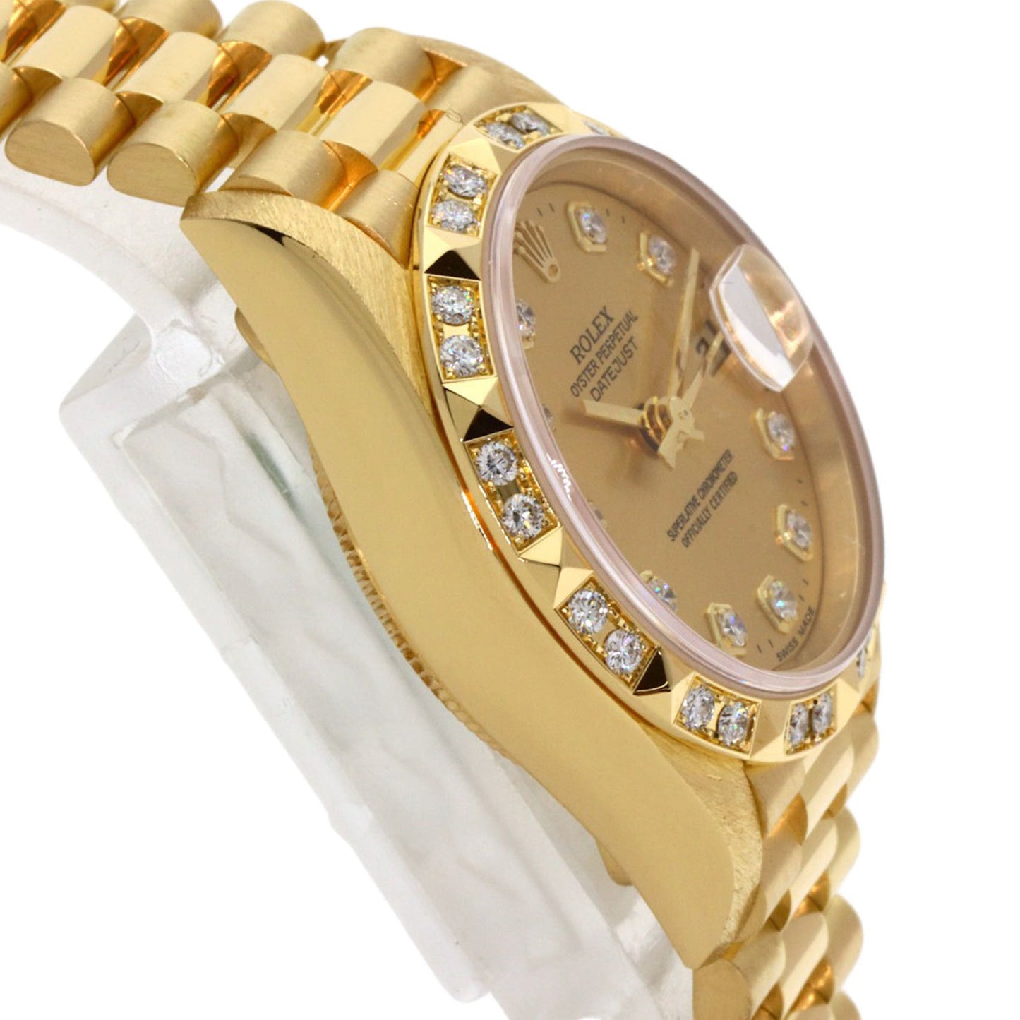 Rolex 69258G Datejust Bezel with 10 Diamonds, 18K Yellow Gold/18KYG/Diamond Women's Watch