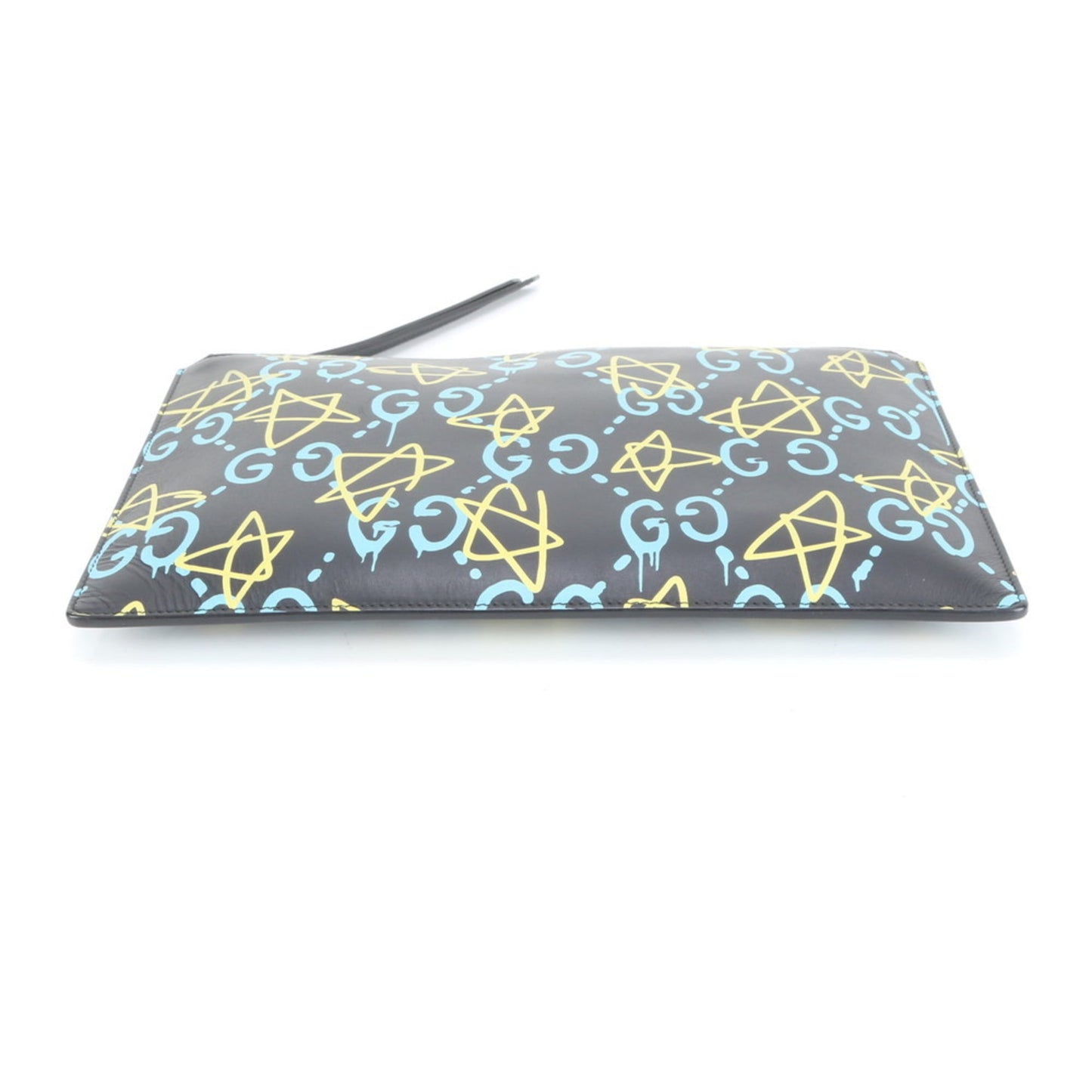 Gucci Ghost Leather Clutch Bag 445597 Pouch Black Men's