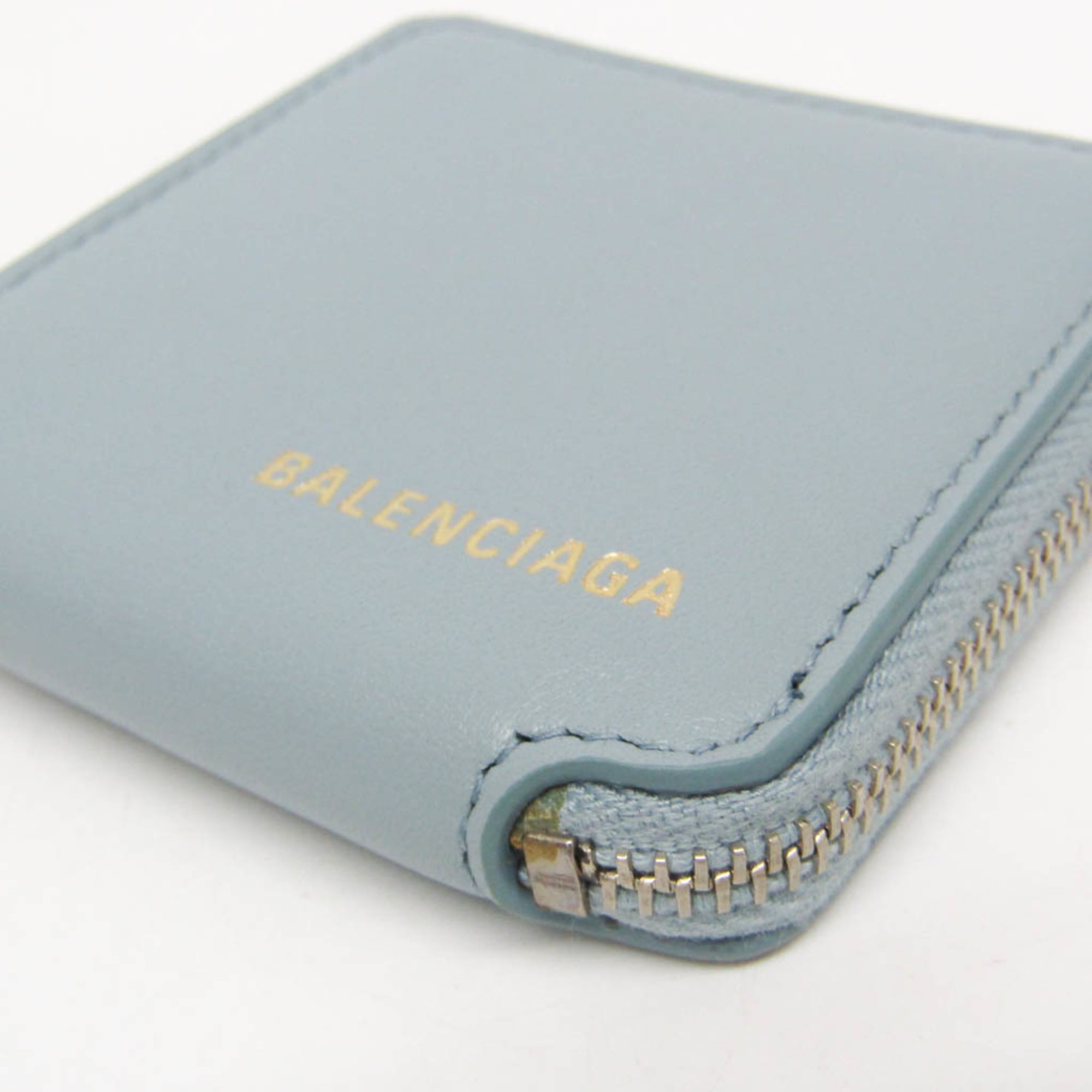 Balenciaga Ville 528926 Women,Men Leather Coin Purse/coin Case Light Blue