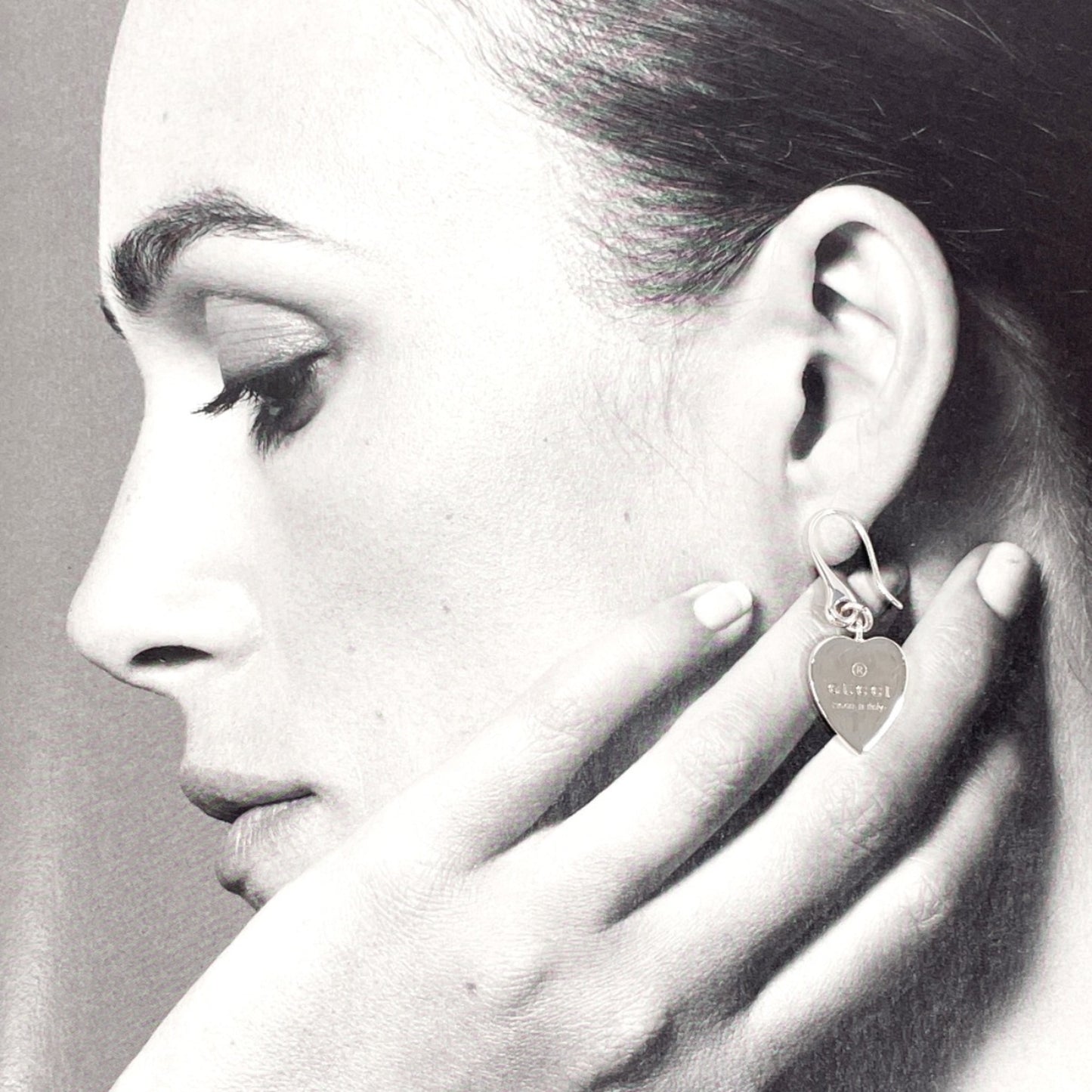 GUCCI Trademark Heart Earrings, Silver 925, Silver, Women's