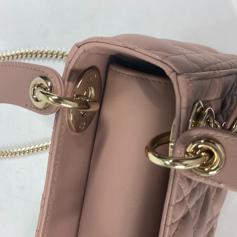 CHRISTIAN DIOR M0505ONGE_M50P Lady CHRISTIAN DIOR Cannage Chain Shoulder Bag Crossbody Bag Hand Bag Pink BeigeBased — Like New