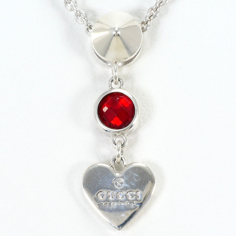 Gucci silver necklace with red topaz, total weight 6.4g, 41cm length, like new, free gift wrapping — Like New