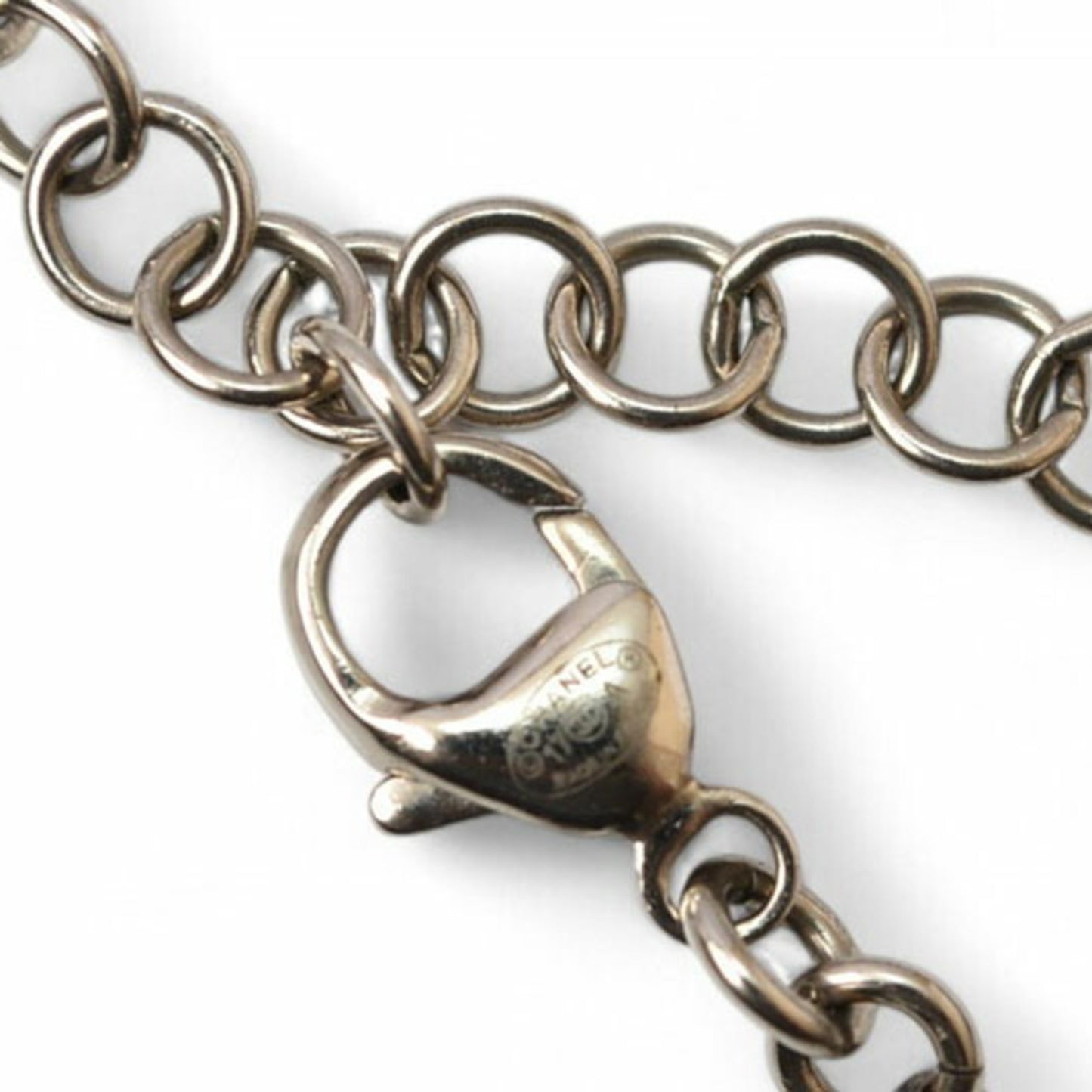 Chanel Necklace Pendant CHANEL Coco CC Rhinestone Silver 17 Men's Women's