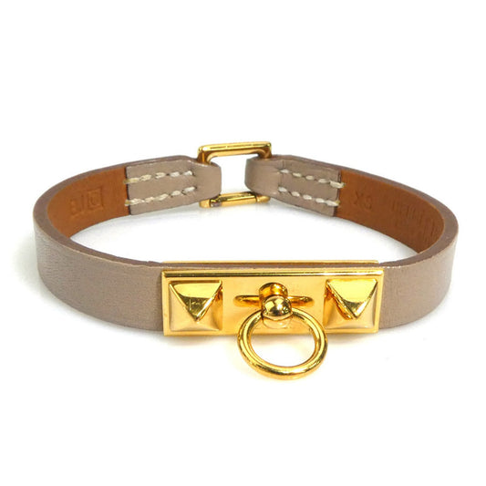 Hermes Hermès Rival Mini Leather and Metal Bracelet in Greige Gold, Women's, e60648g