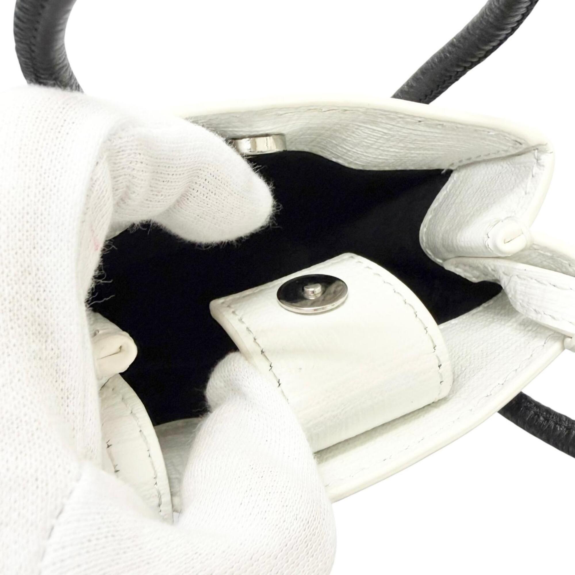 BALENCIAGA 593826 Logo Leather Shopping Phone Holder Shoulder Bag White Men's with Dust — Like New