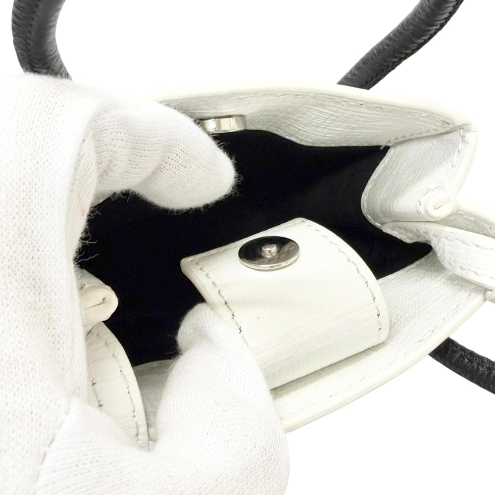 BALENCIAGA 593826 Logo Leather Shopping Phone Holder Shoulder Bag White Men's with Dust — Like New