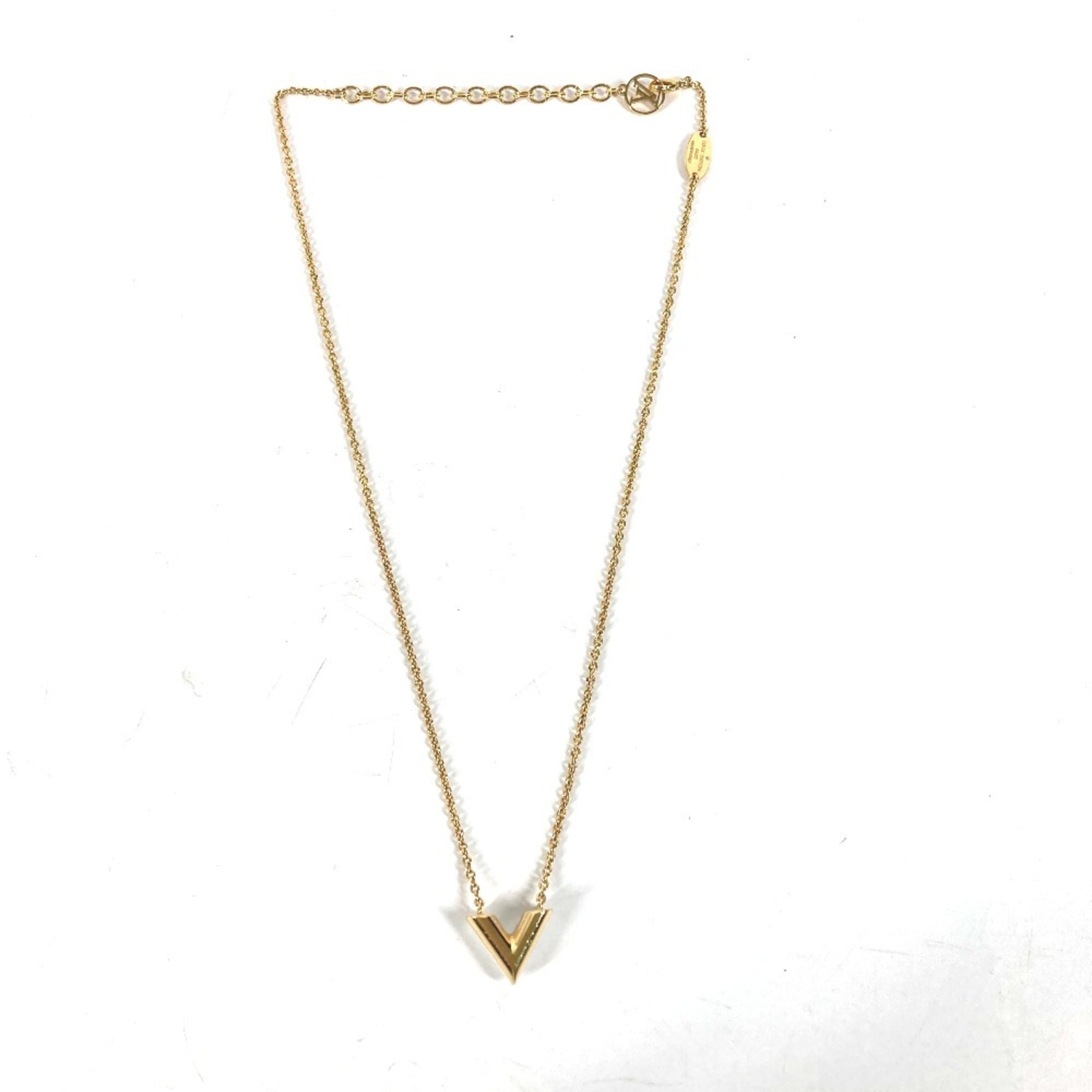 LOUIS VUITTON M69618 Chain Essential V Pearl Accessory Necklace Metal Women's Gold — Like New
