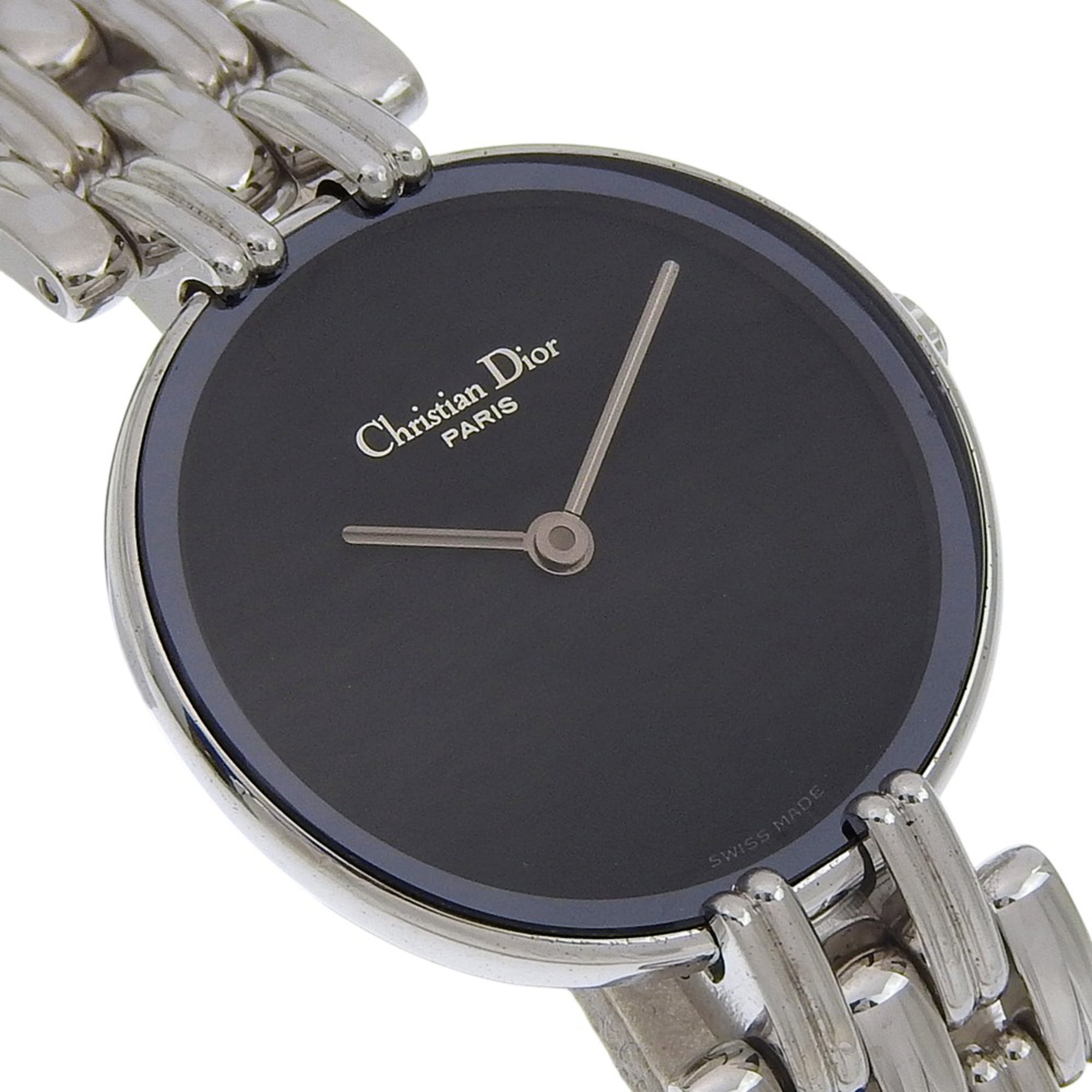 Christian Dior Bakira Watch D44-120 Stainless Steel Silver Quartz Analog Black Dial Women's — Very Good