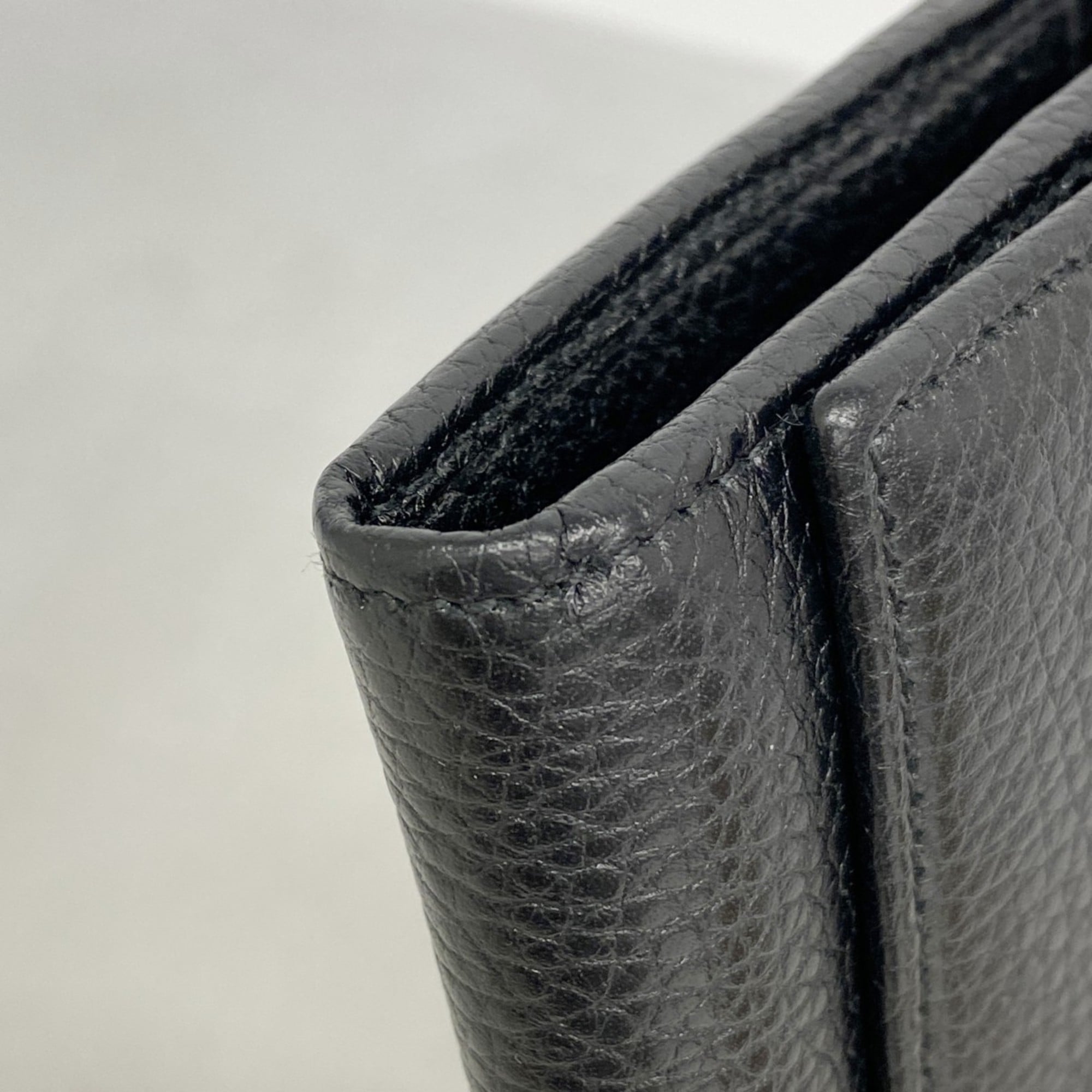 Gucci Interlocking G Long Wallet 598206 Leather Black Champagne Women's