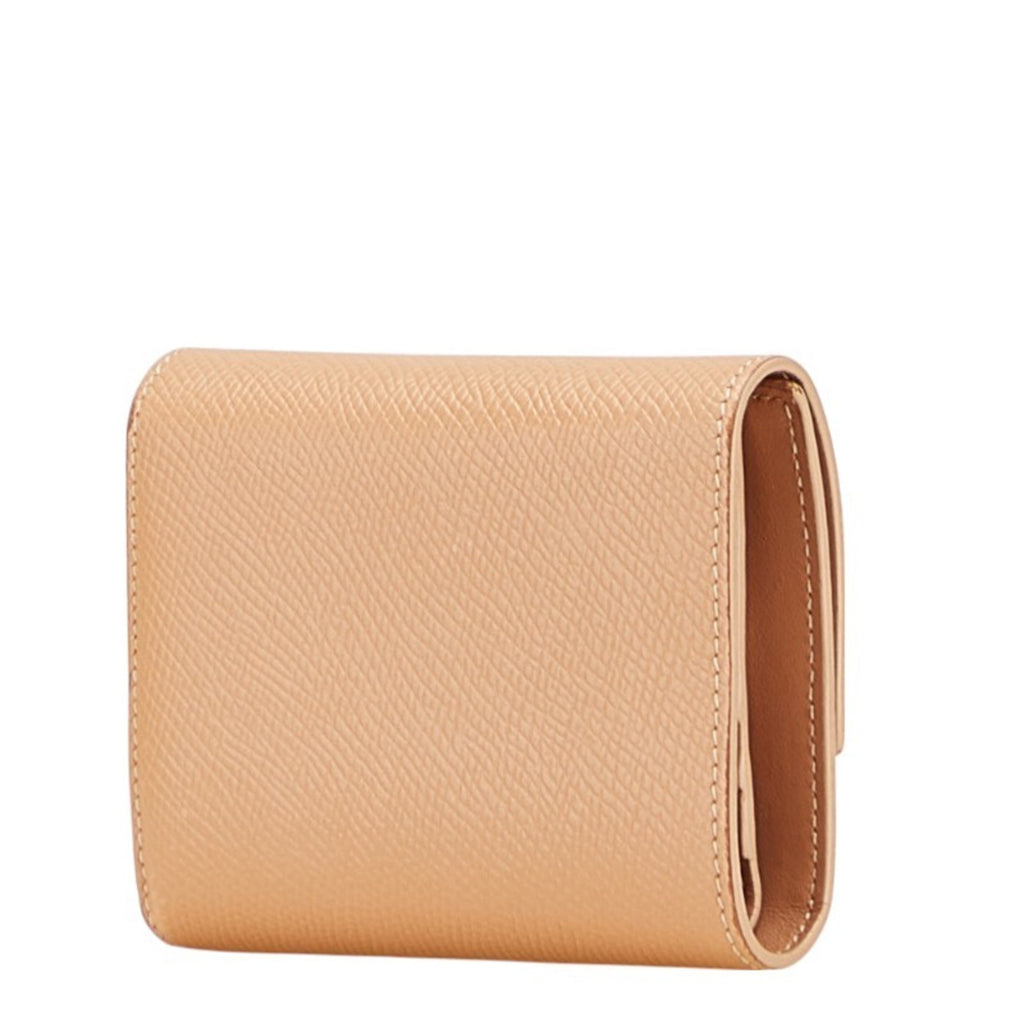 Celine Small Trifold Wallet, Beige Leather, Women's