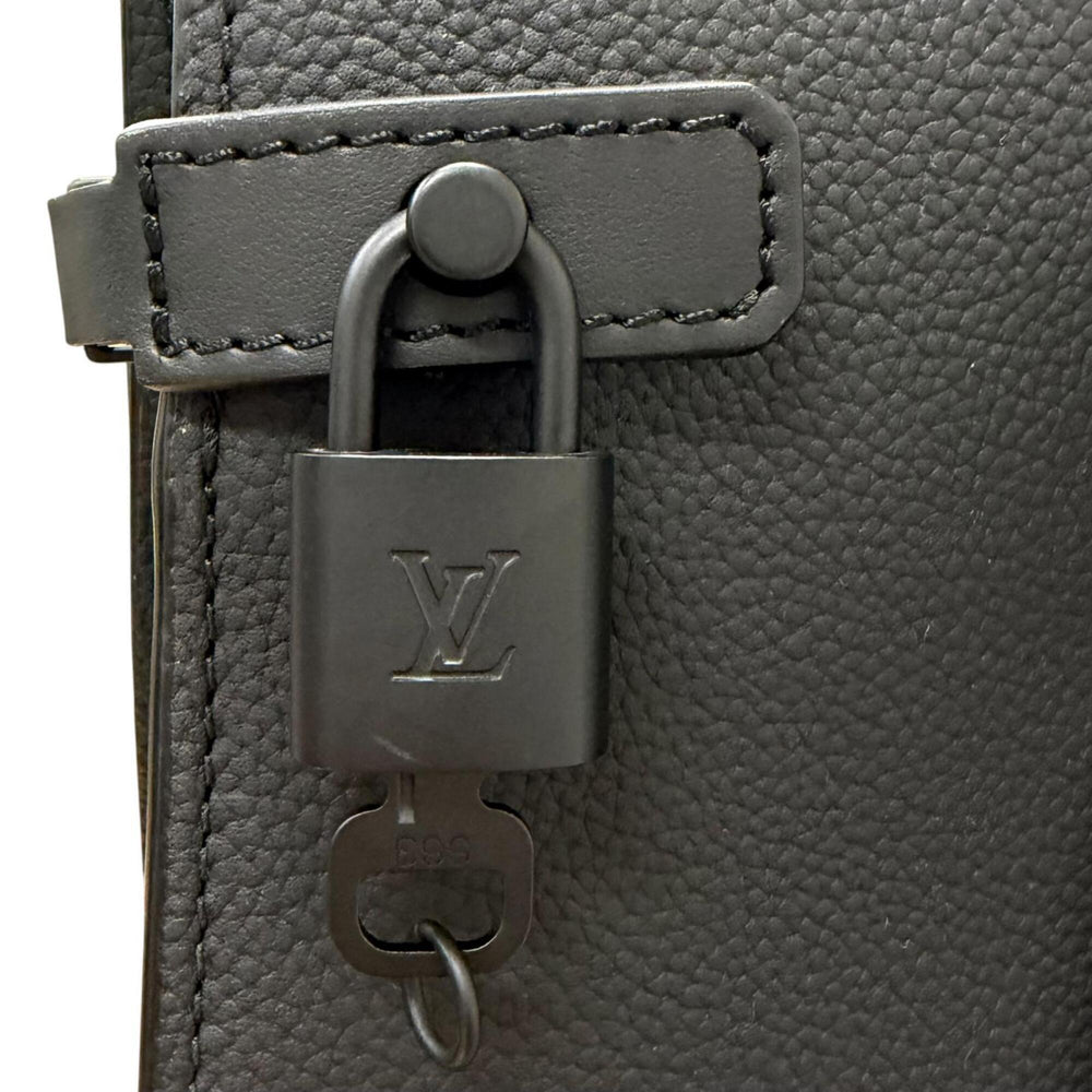 LOUIS VUITTON M57308 LV Aerogram Takeoff Leather Tote Bag, Black, Made in Spain, Men's, Comes with Box and Dust Fits A4 Size — Like New