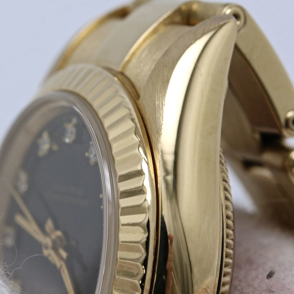 ROLEX Oyster Perpetual 11P Diamond 67198G Women's Watch 18K Yellow Gold 40582 — Good