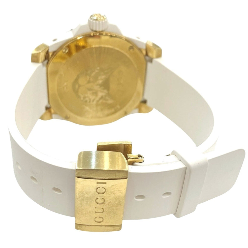 Gucci Dive Mystic Cat watch, total weight 108g, stainless steel, rubber strap, quartz movement, white and gold dial, 136.3 — Good