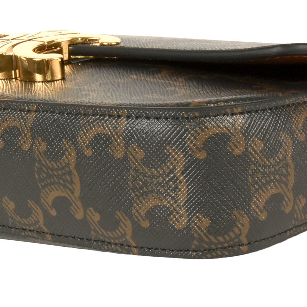 CELINE Triomphe shoulder bag coated canvas leather black — Like New