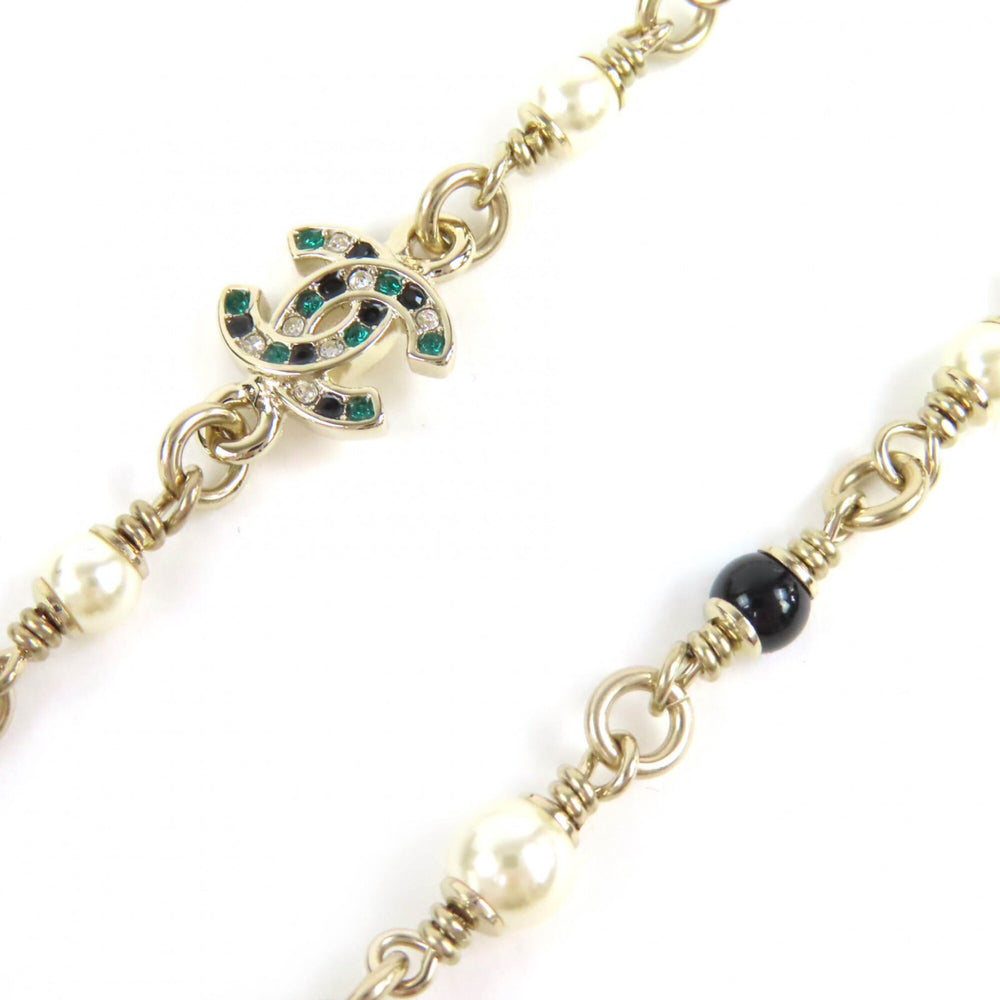 CHANEL Bambi Coco Mark Rhinestone Faux Pearl Necklace, 2026 Model, Gold, Comes with Box and Case, Made in Italy, Women's — Like New