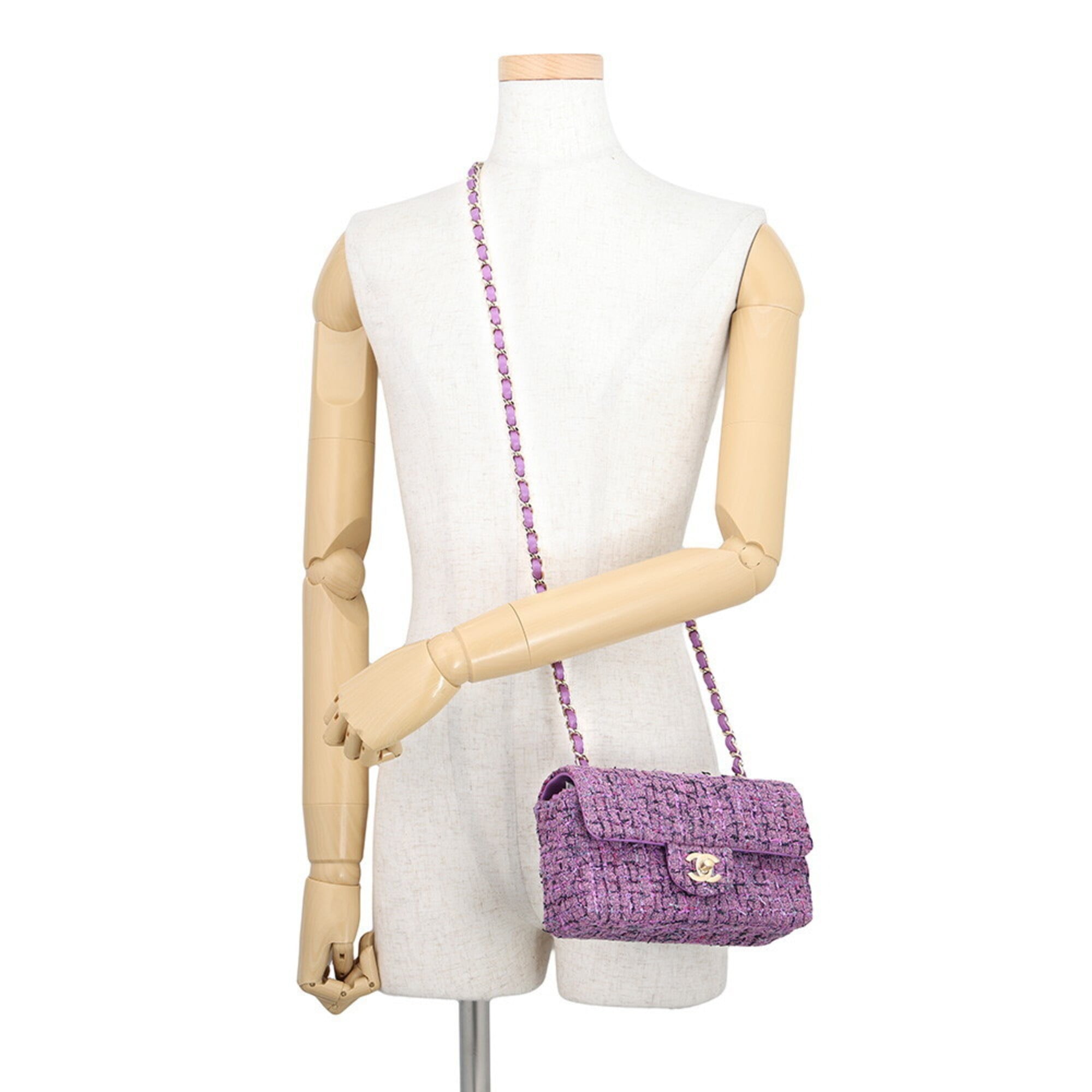 Chanel Chain Shoulder Bag, Coco Mark, Matelassé Tweed, A69900, CHANEL, Handbag, Women's, CHANEL — Like New