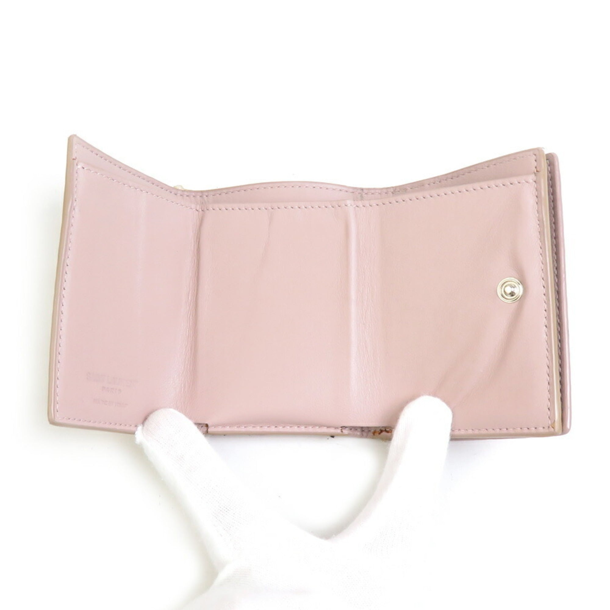 Saint Laurent SAINT LAURENT Tri-fold wallet Embossed leather Pink Women's h31195a