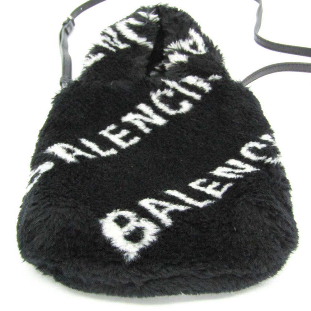 Balenciaga Everyday Phone Holder 596564 Women's Leather,Faux Fur Handbag,Shoulder Bag Black,White — Like New