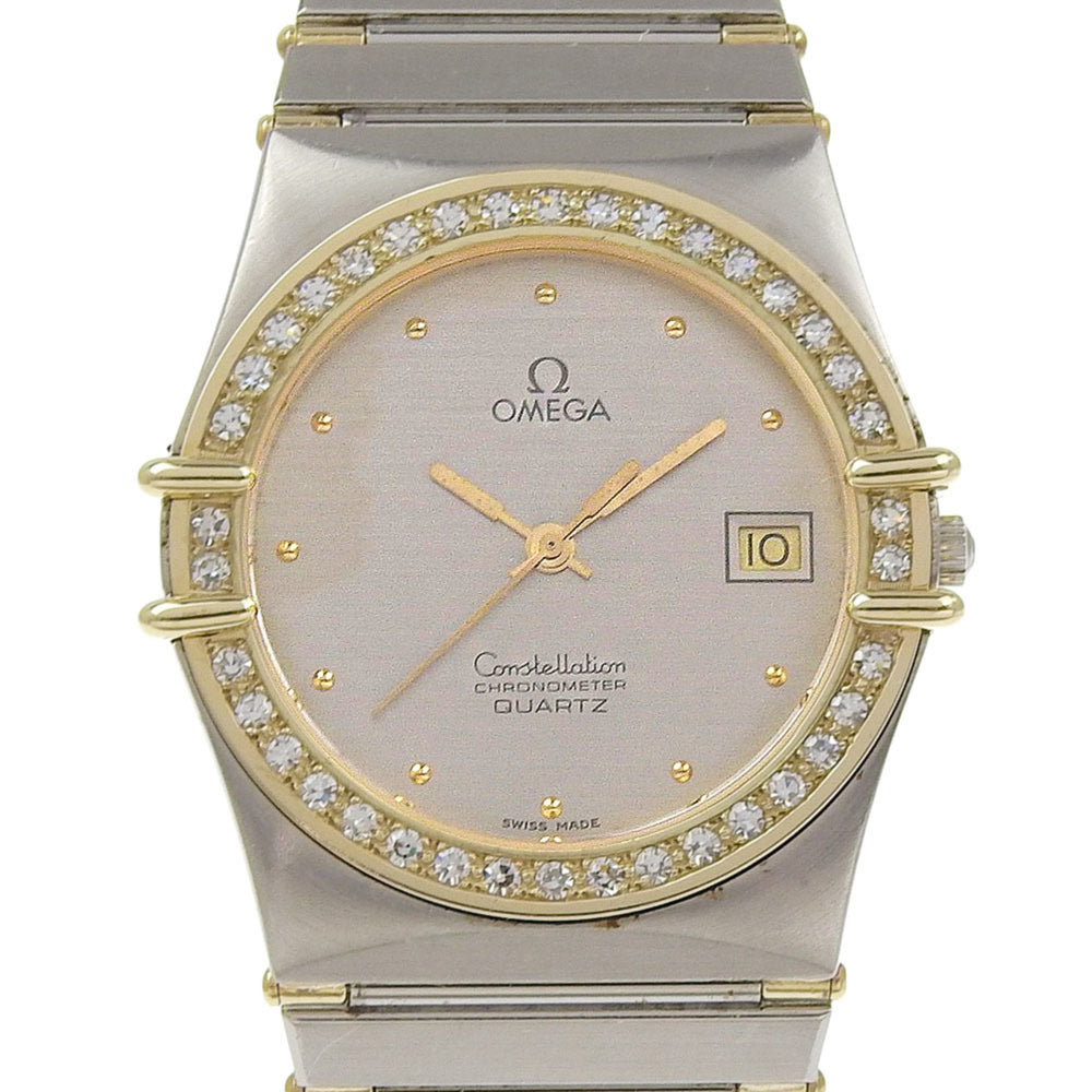 OMEGA Constellation Men's Watch, Stainless Steel with Diamonds, Quartz Movement, Analog Display, Silver Dial — Good
