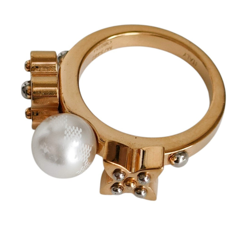 LOUIS VUITTON Charmy Pearl Ring, Gold Color, Women's M75482 M 1 — Like New