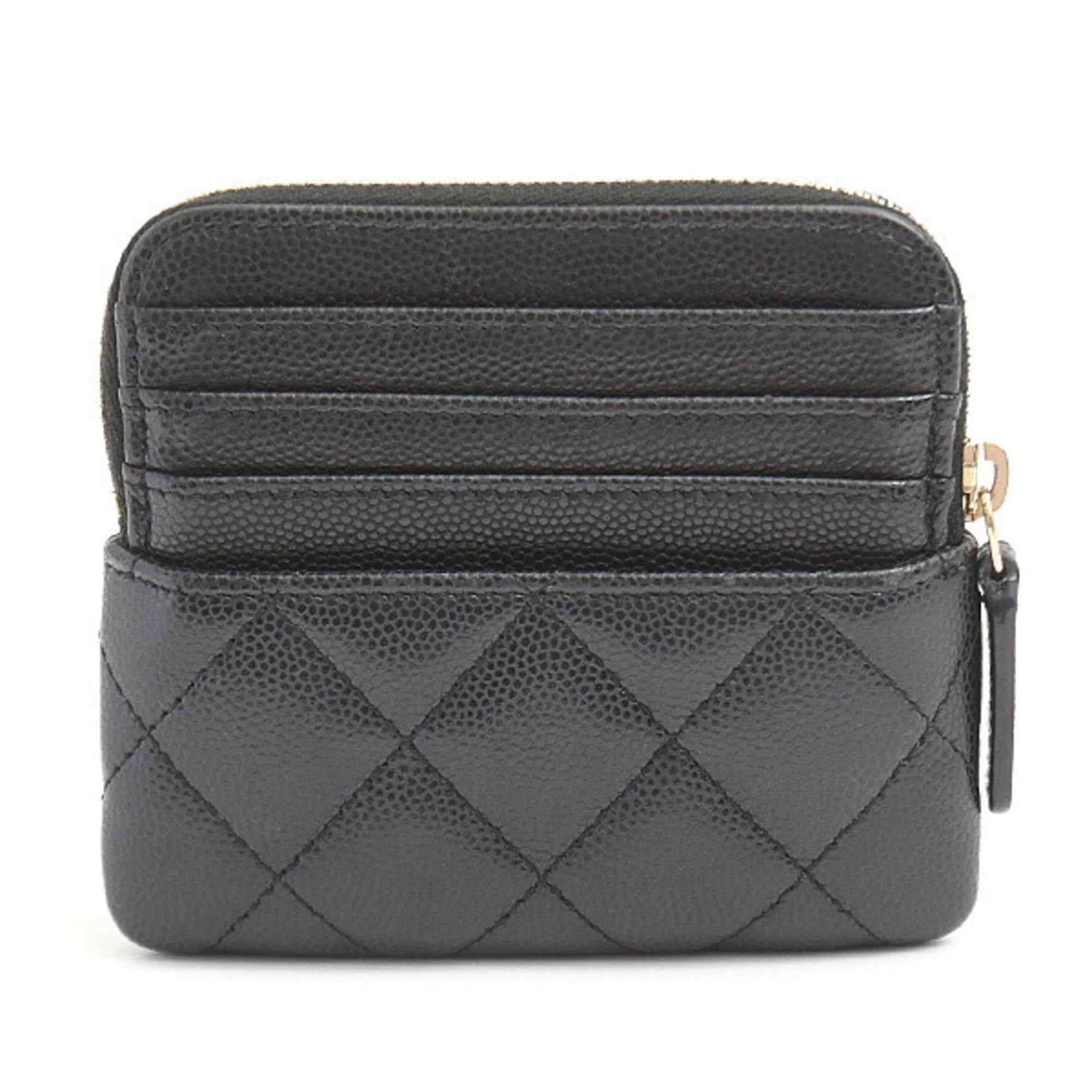 Chanel Women's Matelasse Zip Coin Purse in Black Caviar Leather (AO2061)