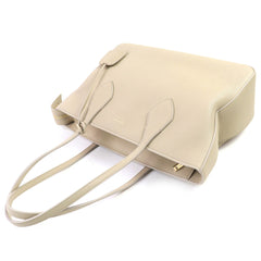 Salvatore Ferragamo FERRAGAMO 219861 Tote Bag M Calf Leather with Clochette, Can be Carried on Shoulder, Light Beige, Comes Dust Bag, Made in Italy, Women's — Like New