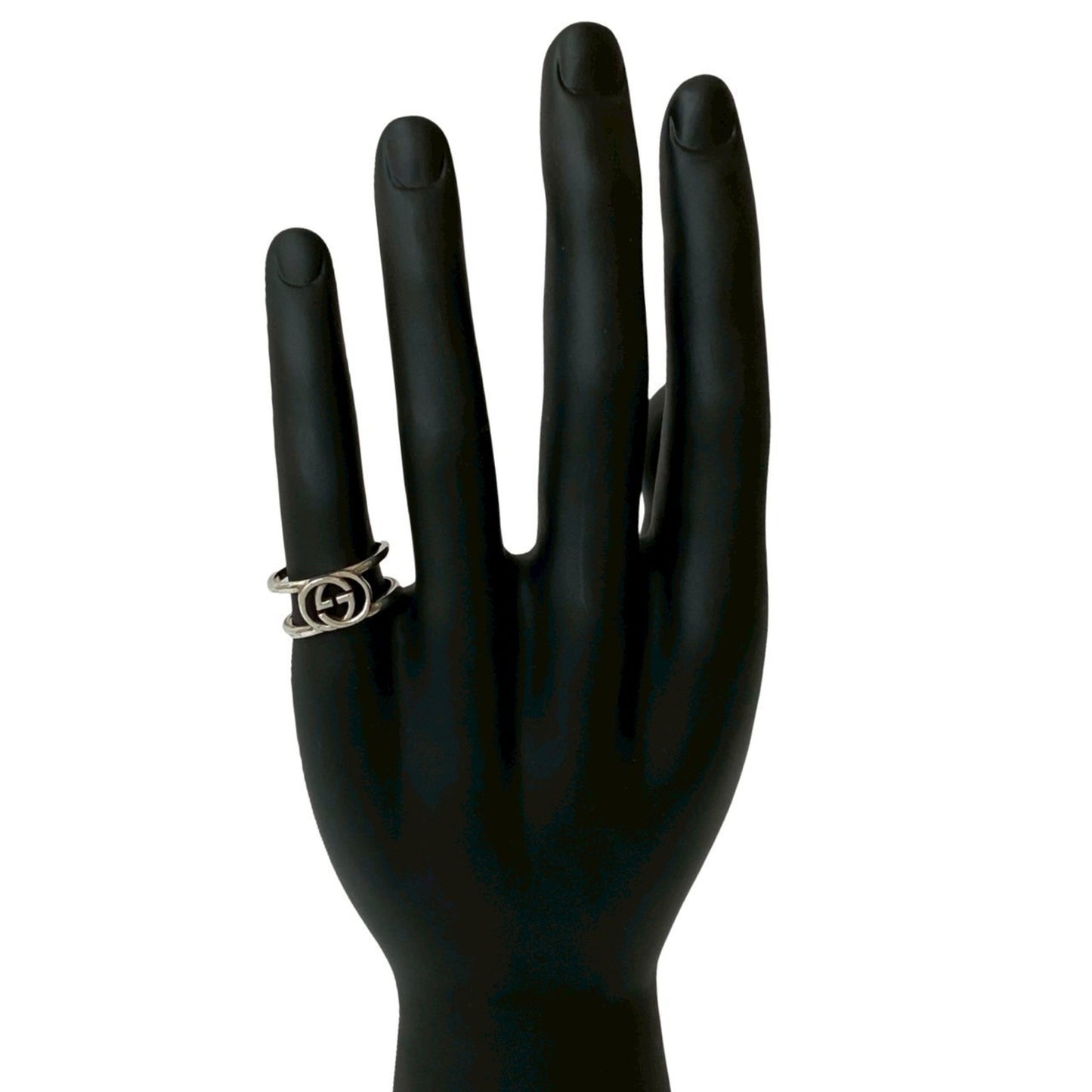 GUCCI Interlocking G Open Hand Ring in Sterling Silver (l22-8)