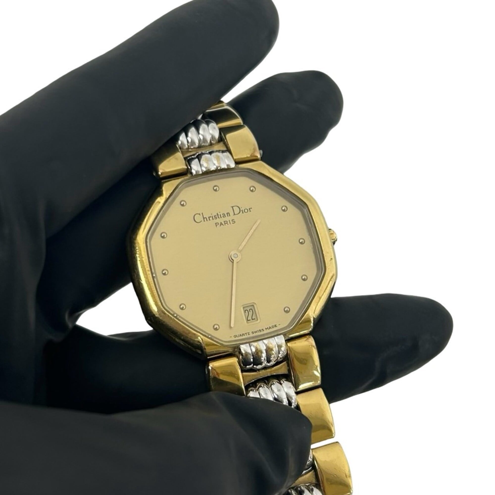 Christian Dior Vintage Octagon Stainless Steel Quartz Wristwatch Gold 31990 — Good