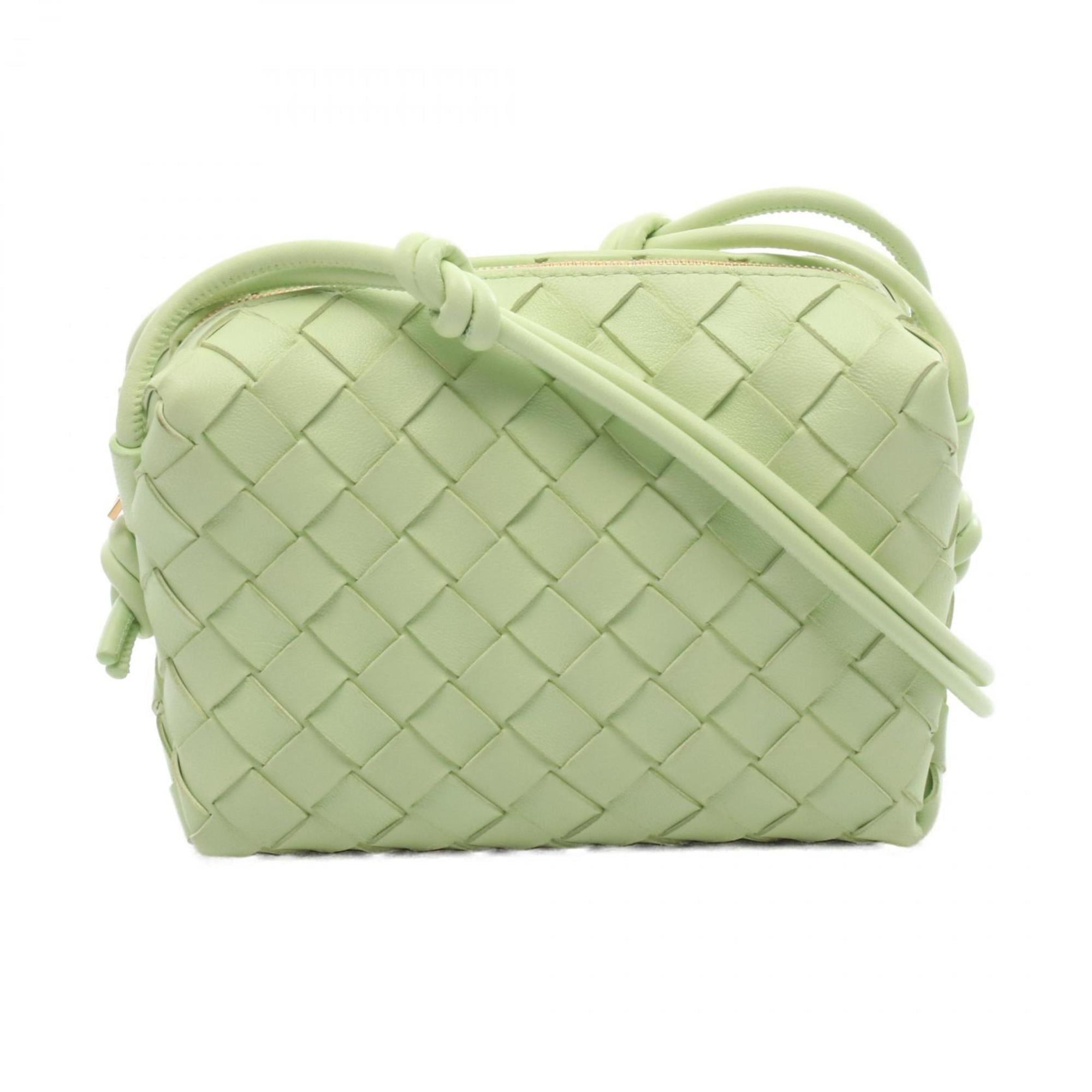 Bottega Veneta Loop Intrecciato Shoulder Bag, Leather, Women's, Green, 680254