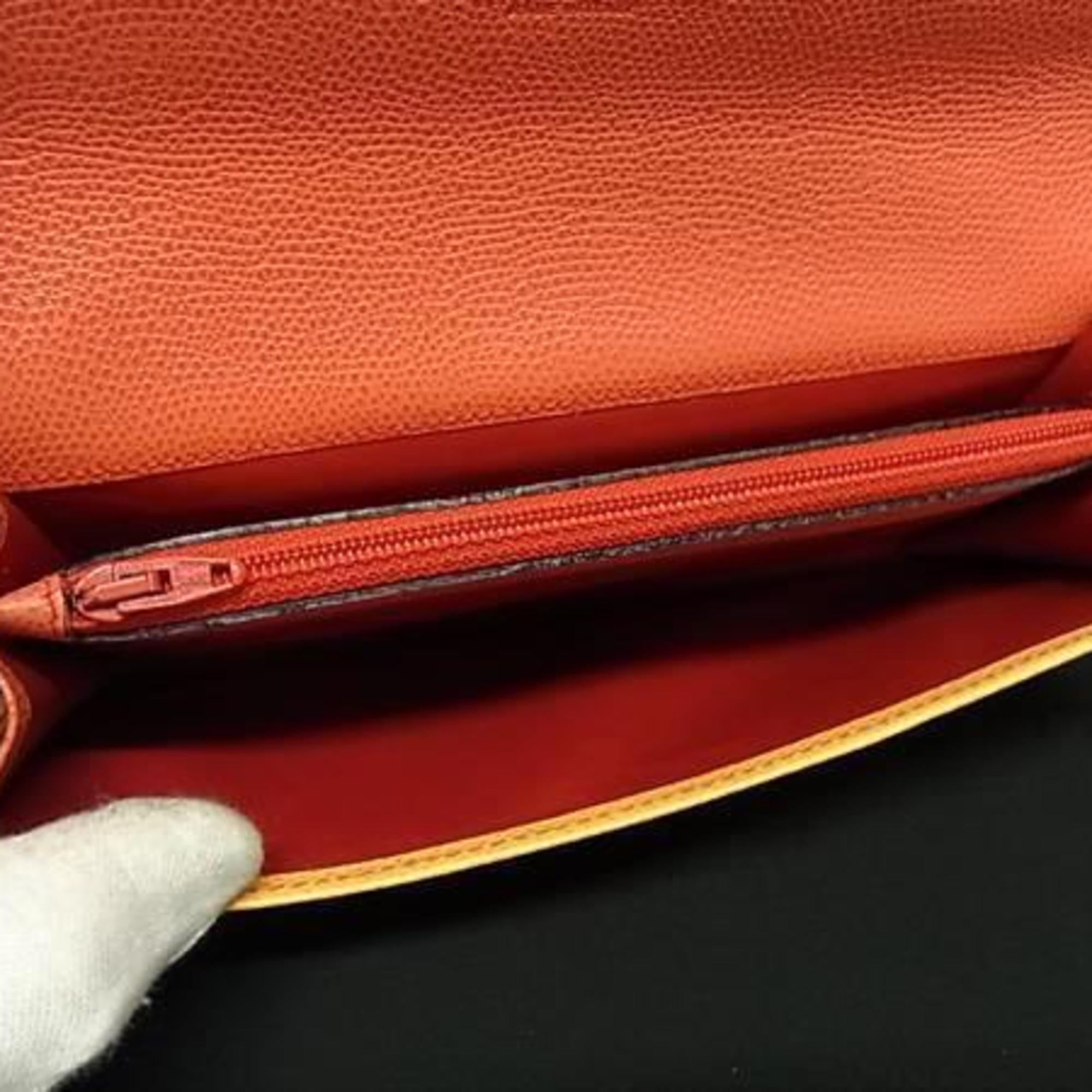 CELINE Wallet - Orange Leather Women's Bifold Long