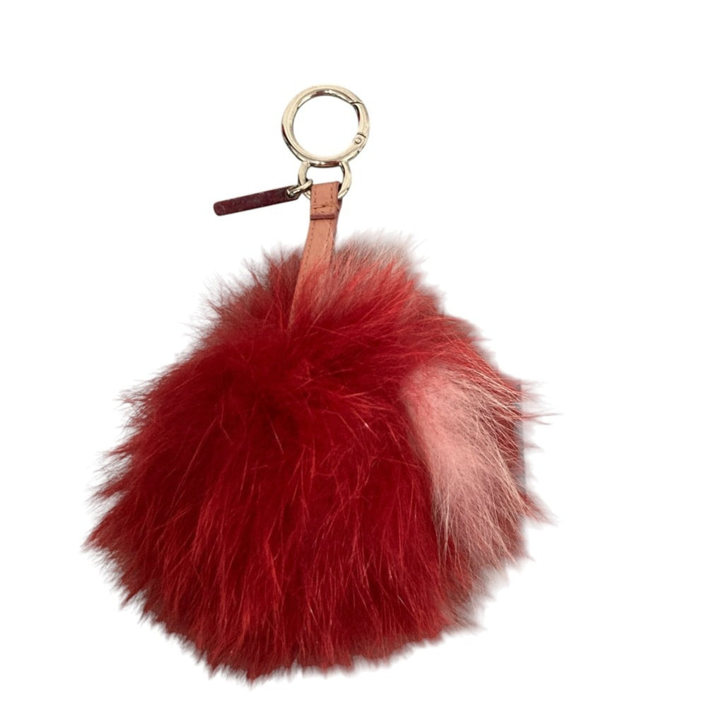 FENDI Pom Fur Charm, Red, Women's — Like New