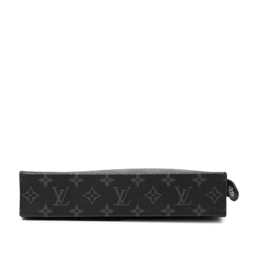 Louis Vuitton Monogram Eclipse Pochette Voyage MM Second Bag/Clutch Bag M61692 Black Leather Men's LOUIS VUITTON