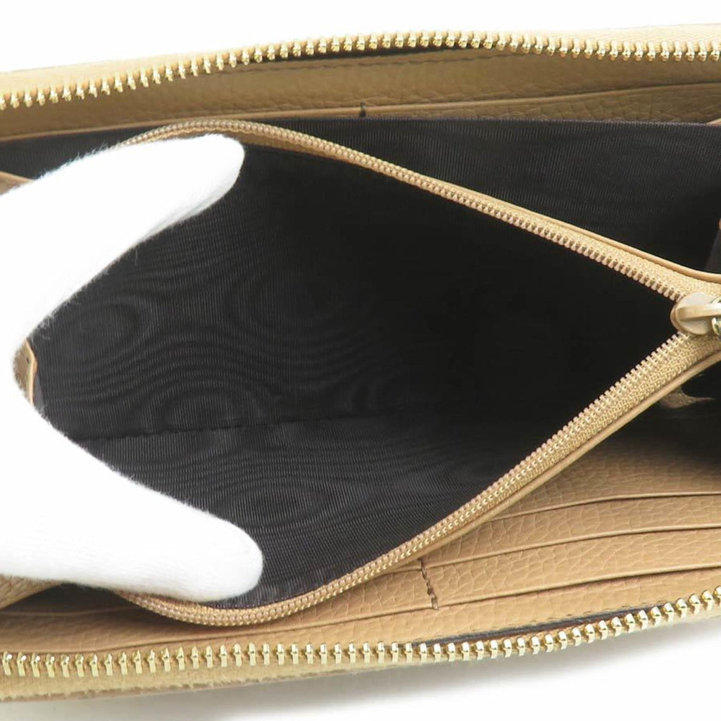 Gucci Soho Round Long Wallet in Beige and Gold Leather, Women's, 308004 e61060i