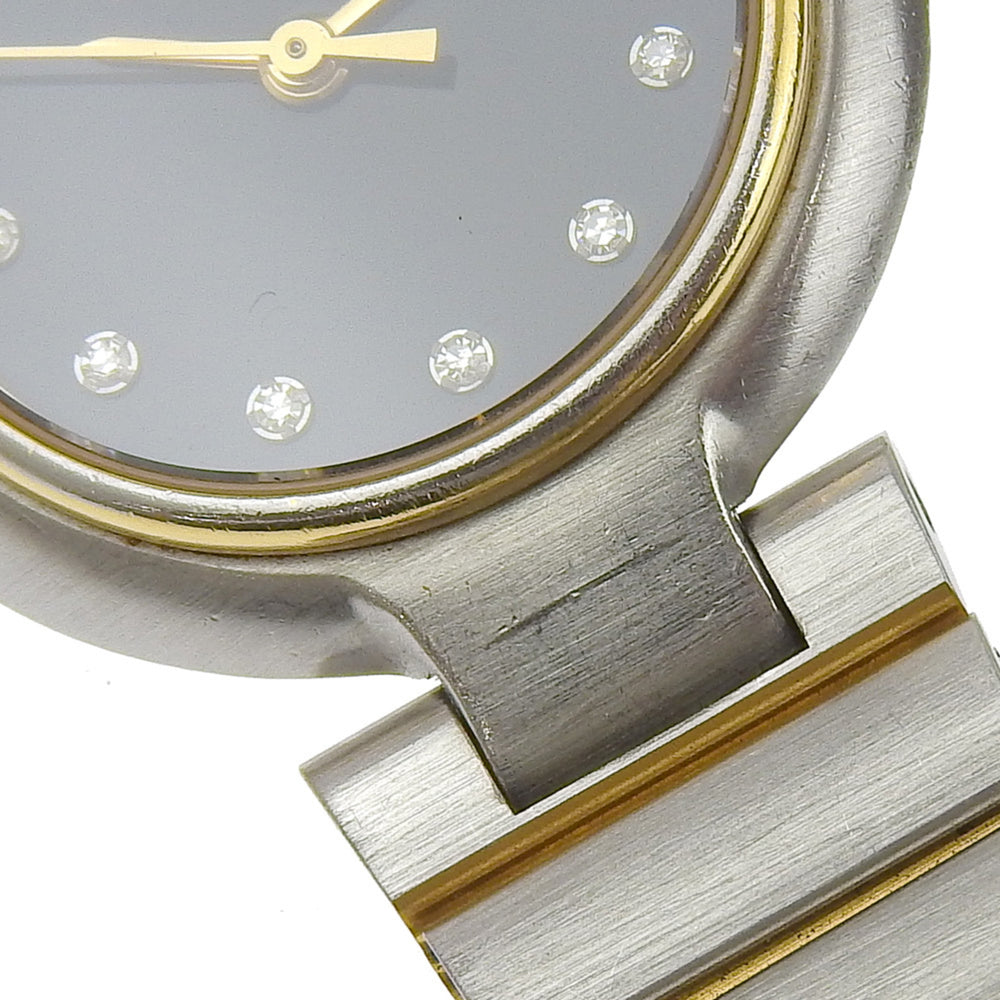 Dunhill Millennium Watch 12P Diamond Stainless Steel x Gold Plated Quartz Analog Display Black Dial Ladies — Good