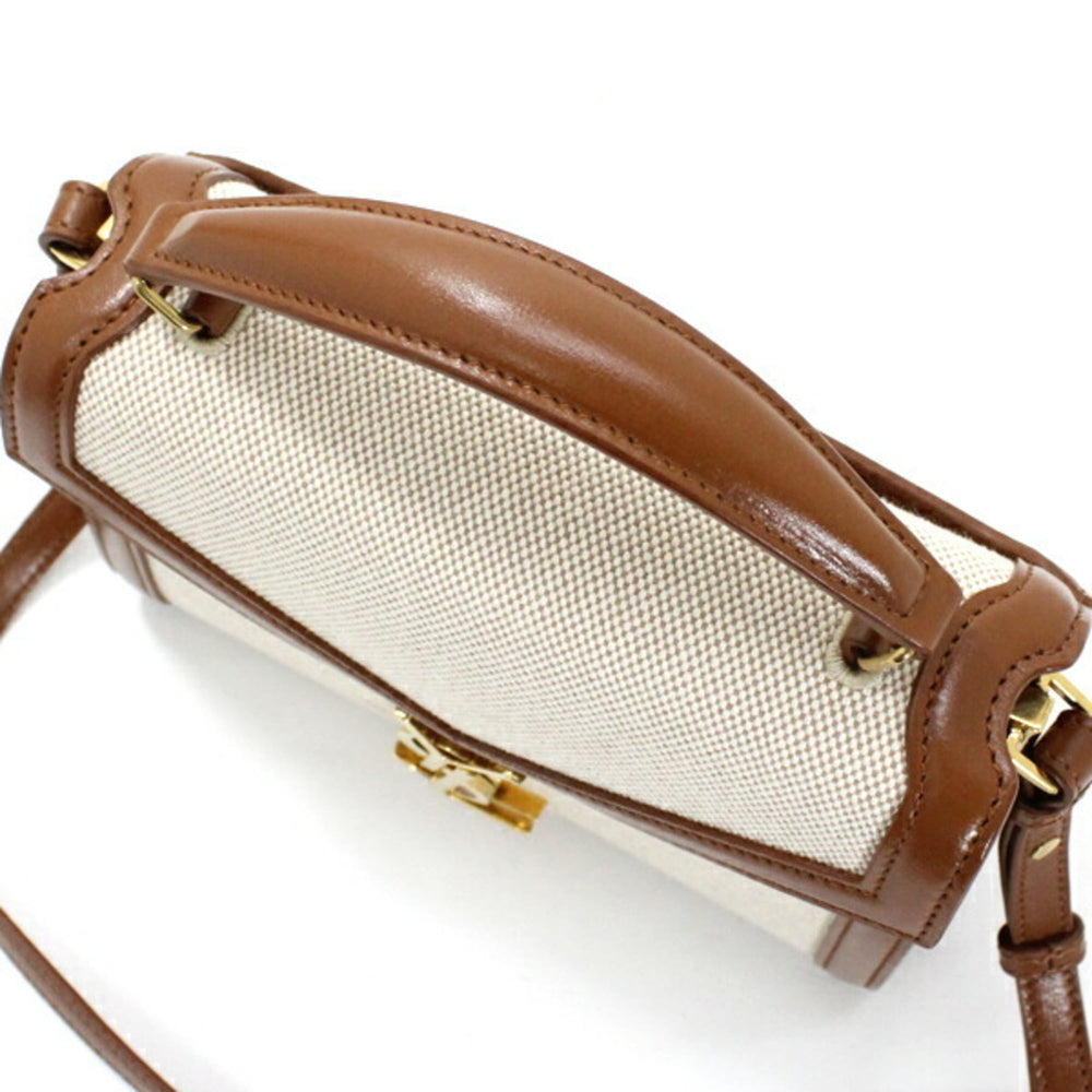 YSL Saint Laurent Cassandra Mini Shoulder Bag, Women's Canvas Brown, KM3046 — Like New