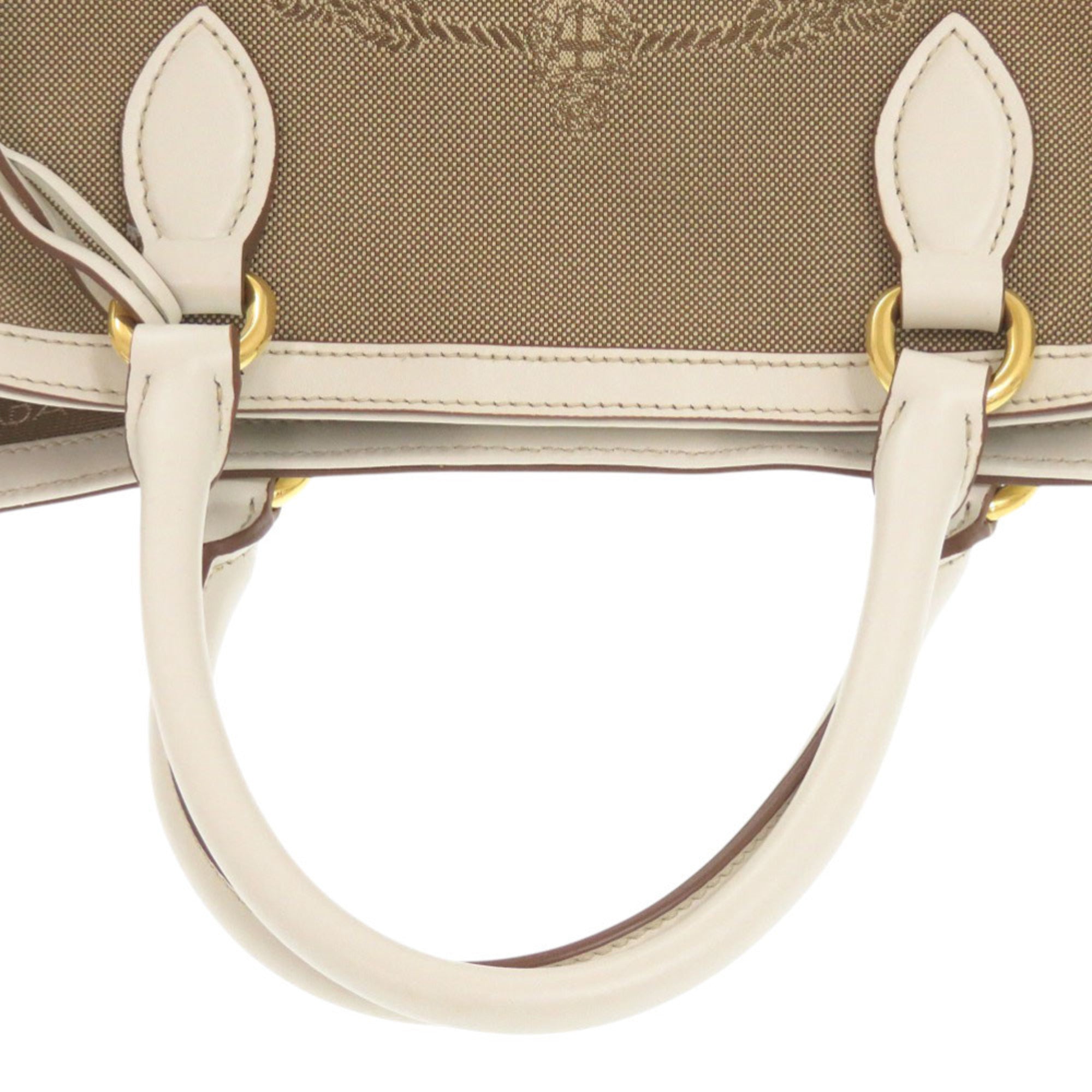 Like new Prada Logo Jacquard 1BA172 Leather Corda Talc Beige White Shoulder Bag 0780 PRADA — Like New