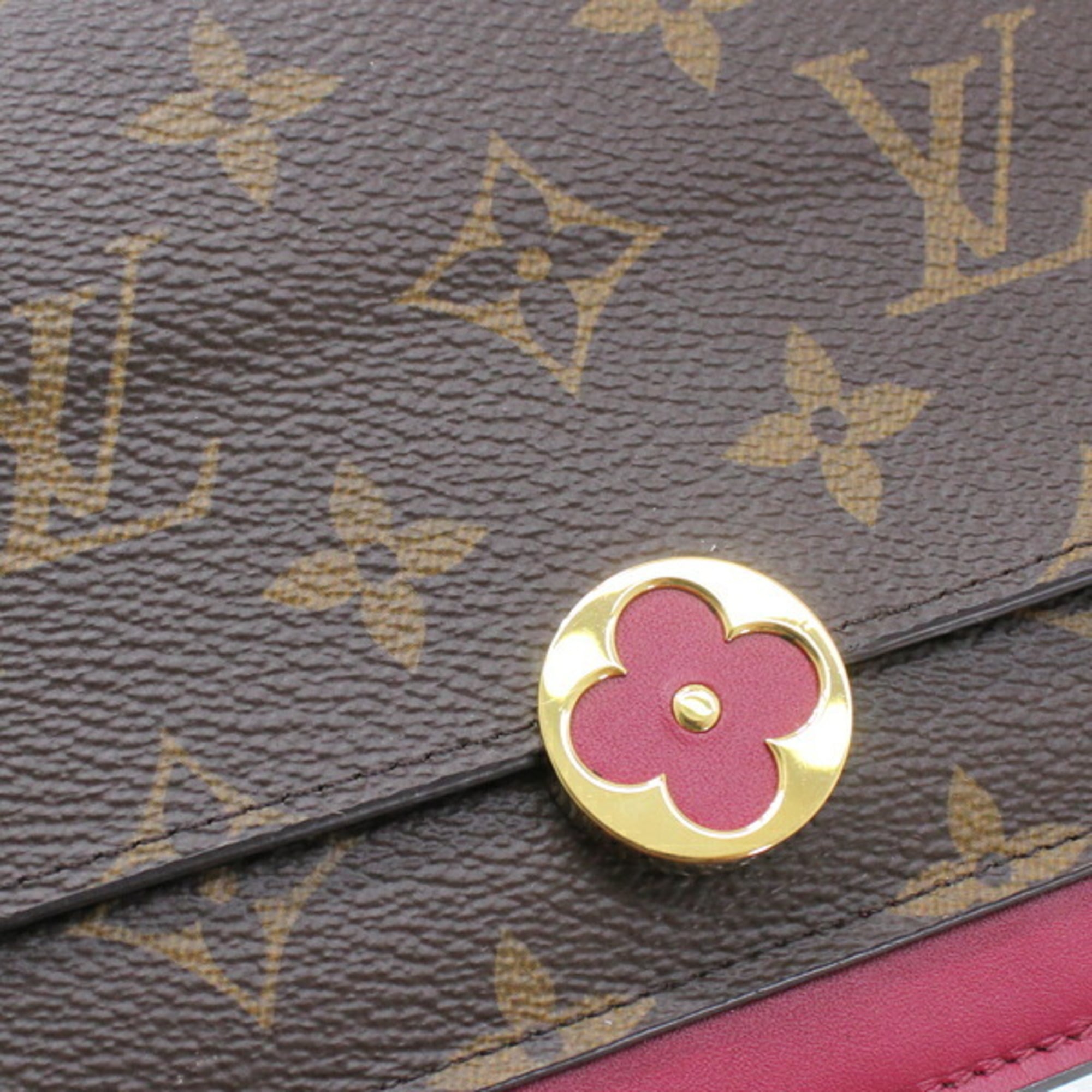 LOUIS VUITTON Chain Wallet Shoulder Bag Monogram Portefeuille Flore M67404 Women's KM3319 — Like New