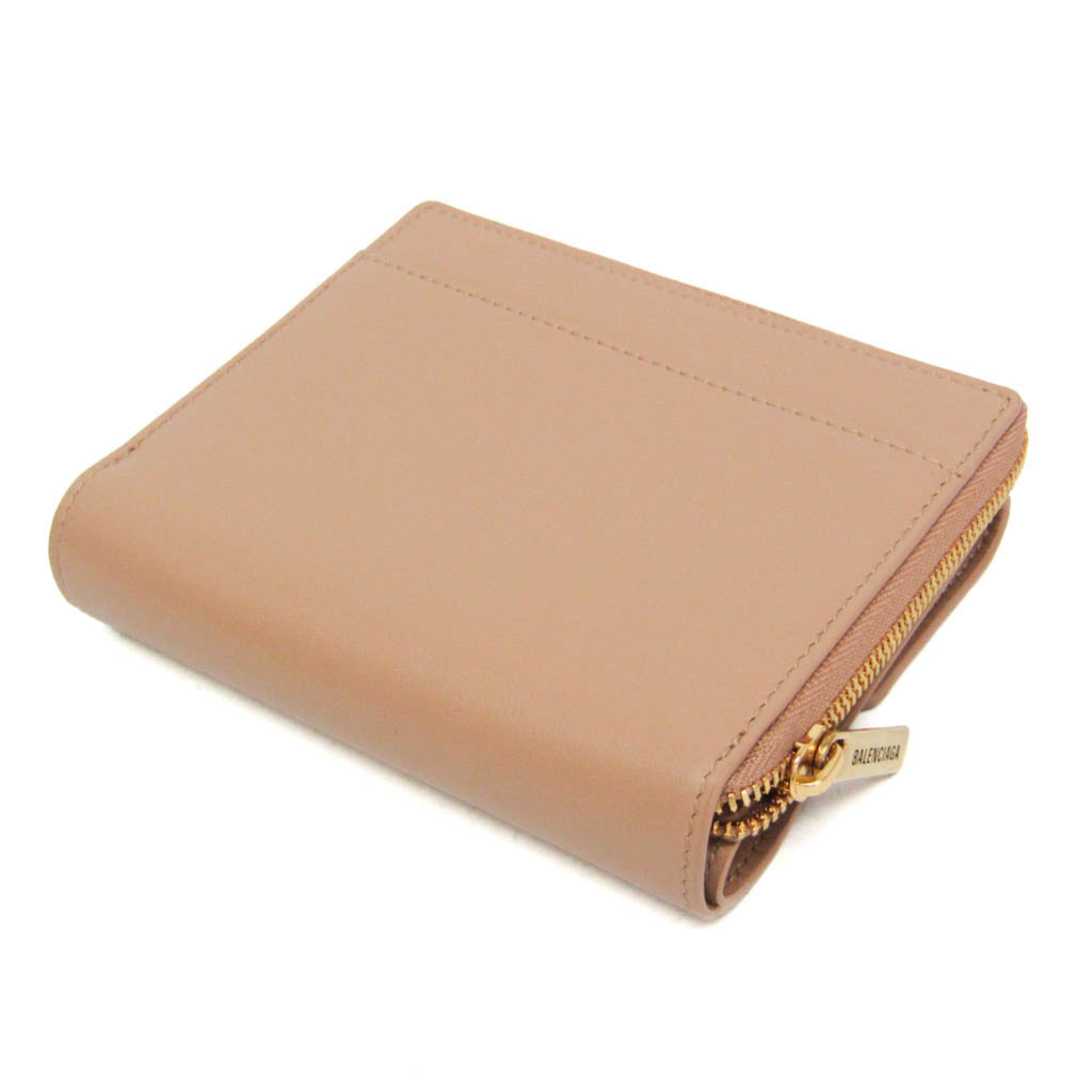 Balenciaga Envelope Compact Wallet 753762 Men,Women Leather Wallet (tri-fold) Pink Beige