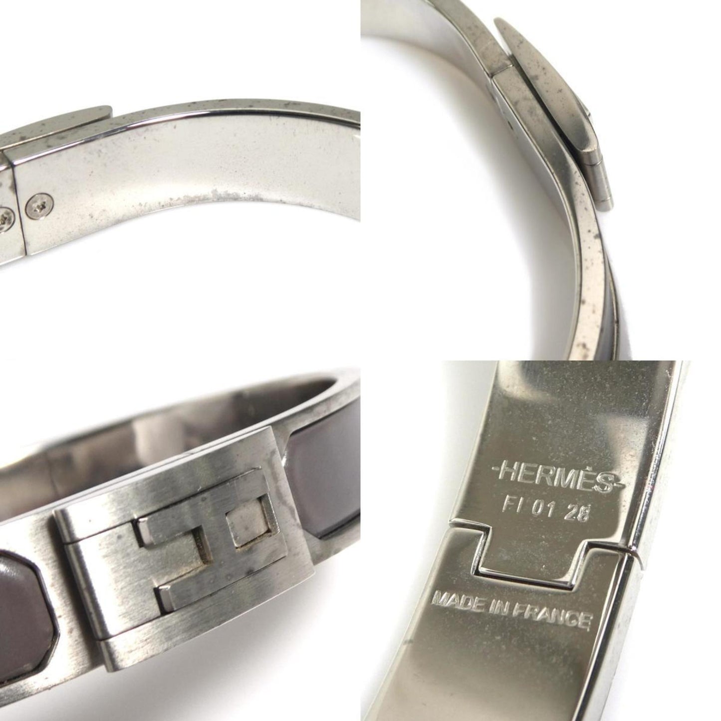 Hermes HERMES bangle bracelet metal matte silver grey ladies e59708k
