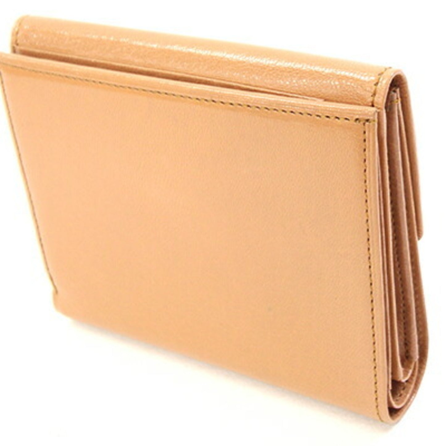 Burberry Double Wallet, Dark Beige Leather Compact Double-Sided Women's, BURBERRY