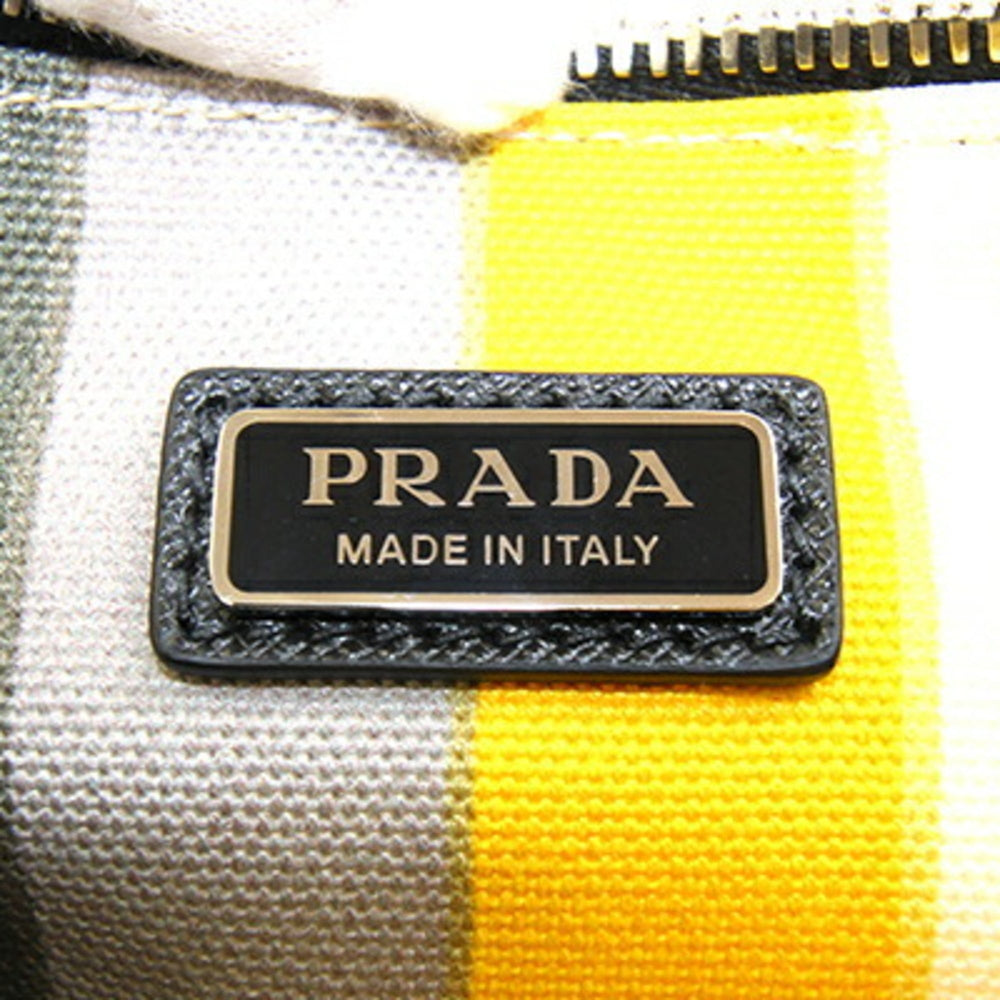 Prada Clutch Bag 2NH005 Multicolor Canvas Leather Handbag Pouch with Hand Strap Stripe Men's Women's PRADA — Like New