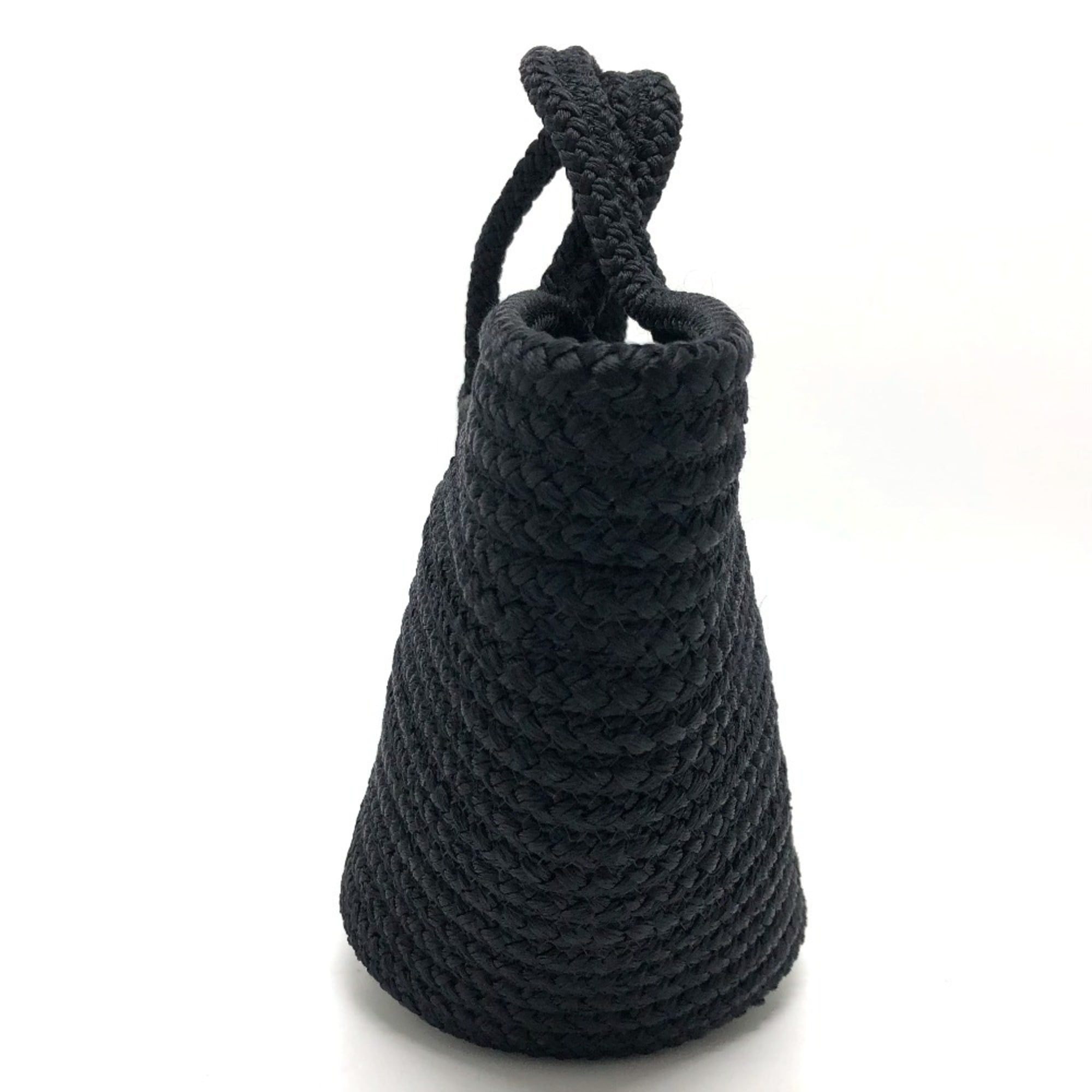 BALENCIAGA 695612 Logo Ibiza Basket Bag Small with Strap Black Cord Tote Summer Handbag Nylon Lambskin Women's — Like New