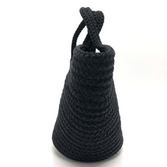BALENCIAGA 695612 Logo Ibiza Basket Bag Small with Strap Black Cord Tote Summer Handbag Nylon Lambskin Women's — Like New