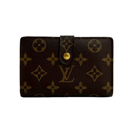 LOUIS VUITTON Louis Vuitton Portefeuille Viennois Monogram Leather Bi-fold Wallet with Clasp Closure, Brown, 34932