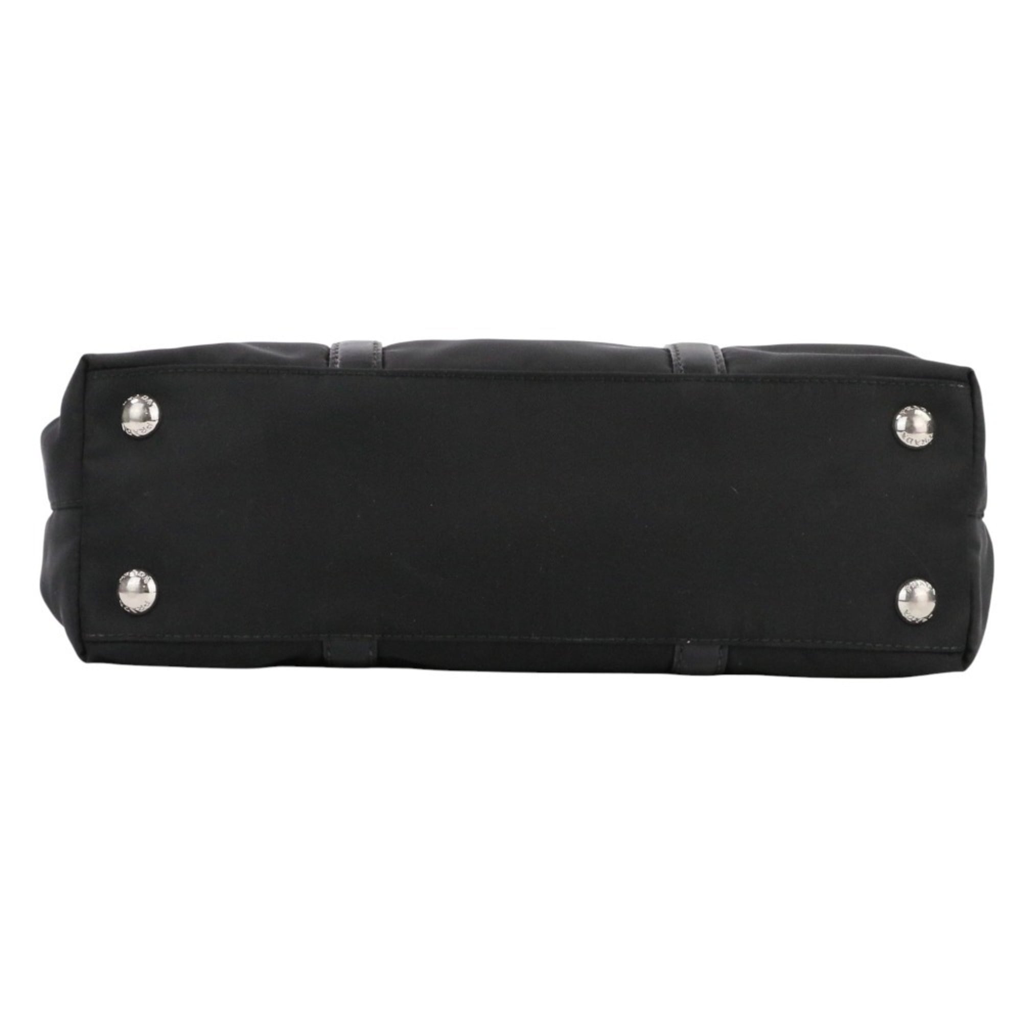 PRADA Prada Nylon Triangle Logo Plate 2-Way Handbag/Shoulder Bag BN1066 Black Women's