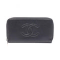 CHANEL Coco Mark Round Long Wallet in Caviar (Grained Calfskin) for Women, Black