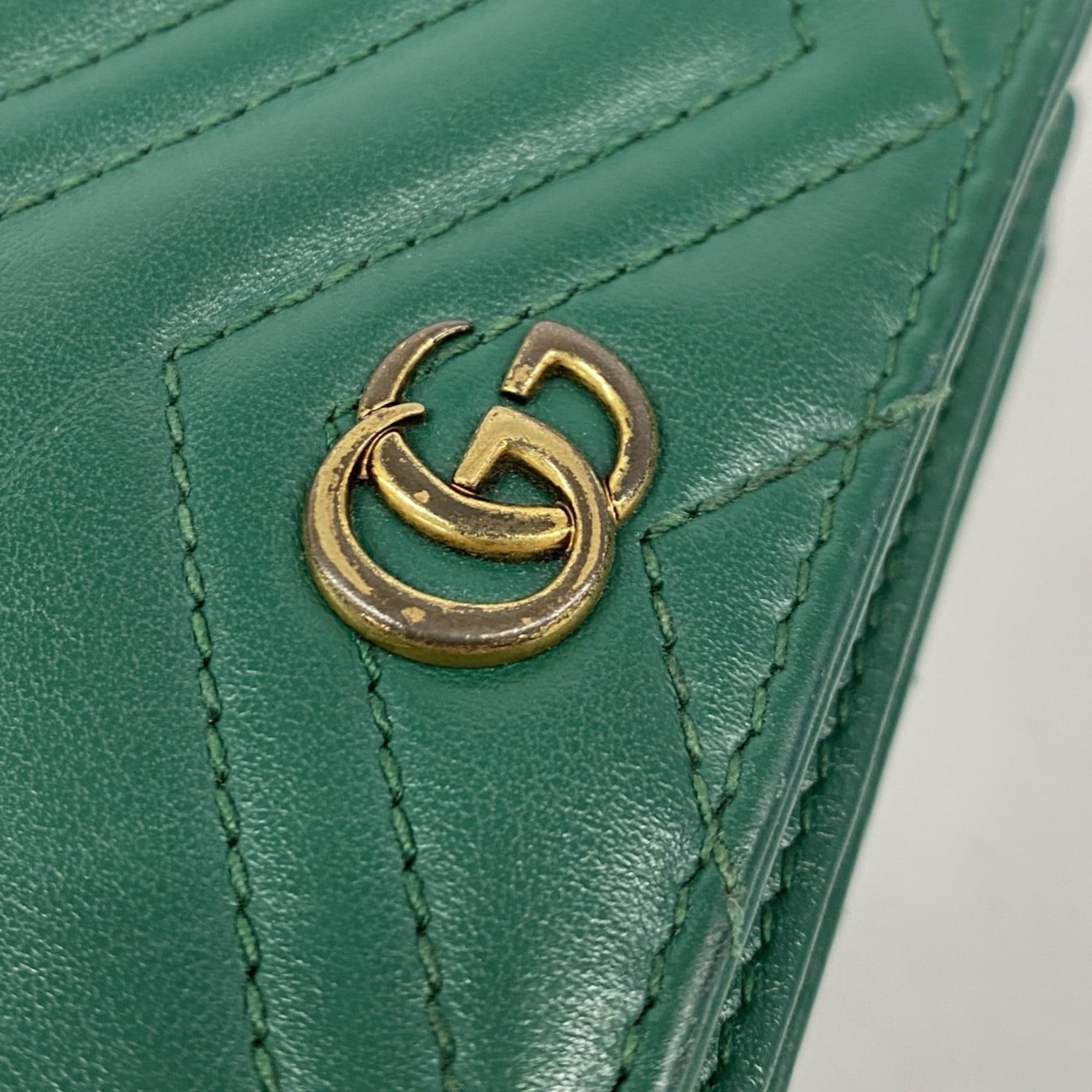 Gucci GG Marmont wallet 466492 leather green women's